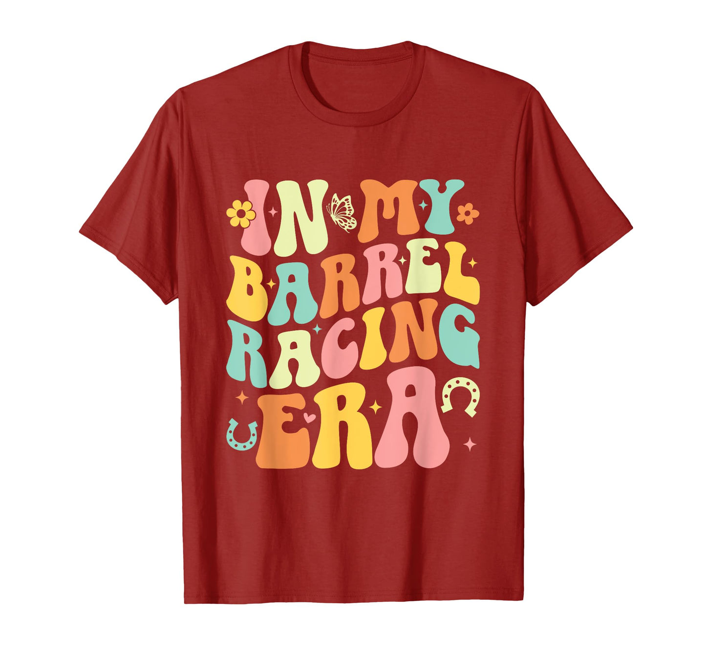 In My Barrel Racing Era Groovy Retro Cowgirl Barrel Racer T-Shirt