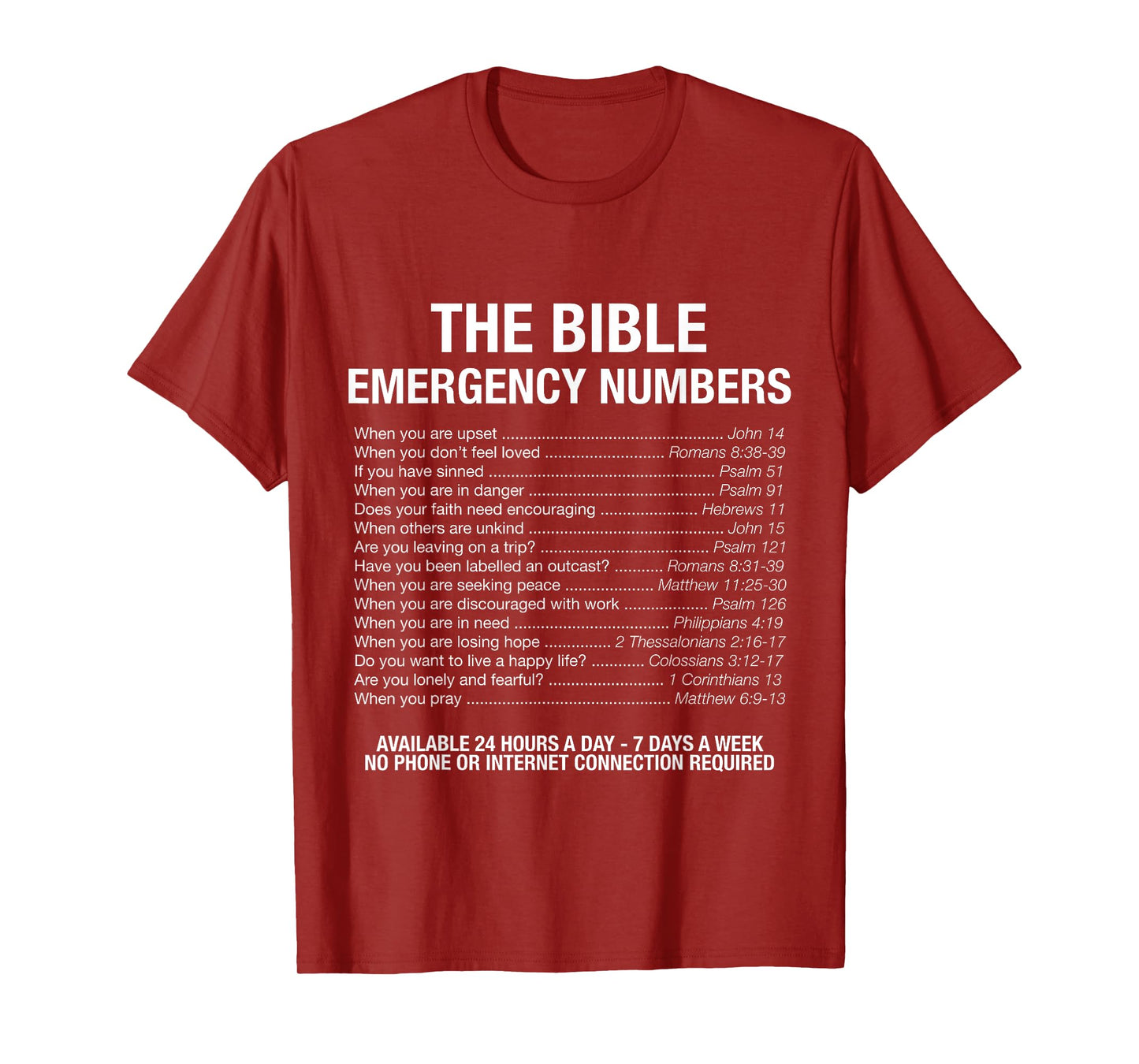 The Bible Emergency Numbers T-Shirt T-Shirt
