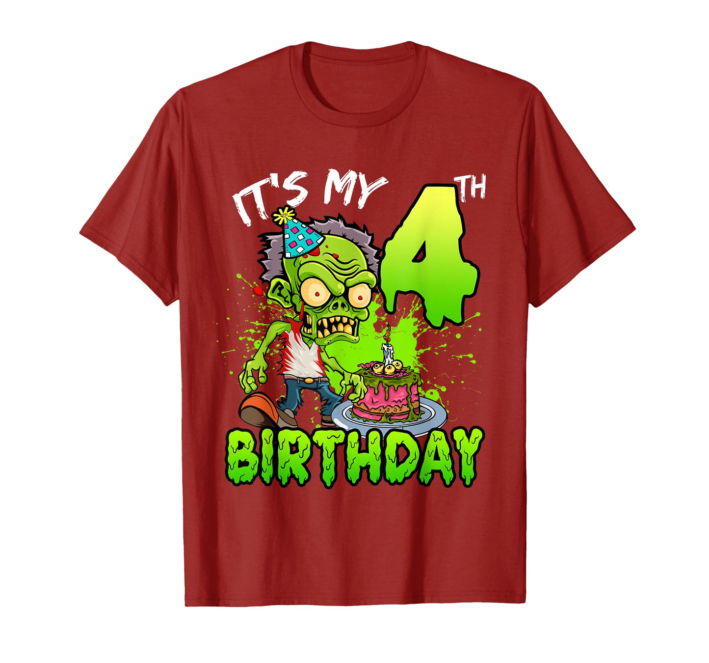 It's My 4th Birthday Zombie Lover 4 Year Old Boys Girls T-Shirt