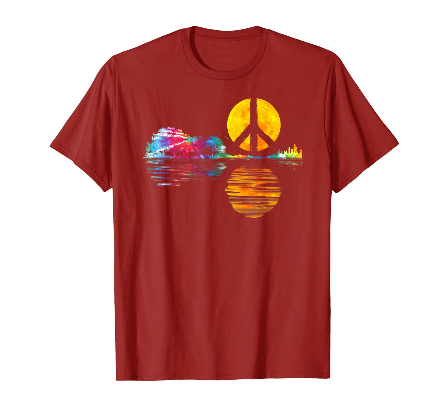 Hippie Guitar Moon I Guitarist Musician Peace Sign T-Shirt