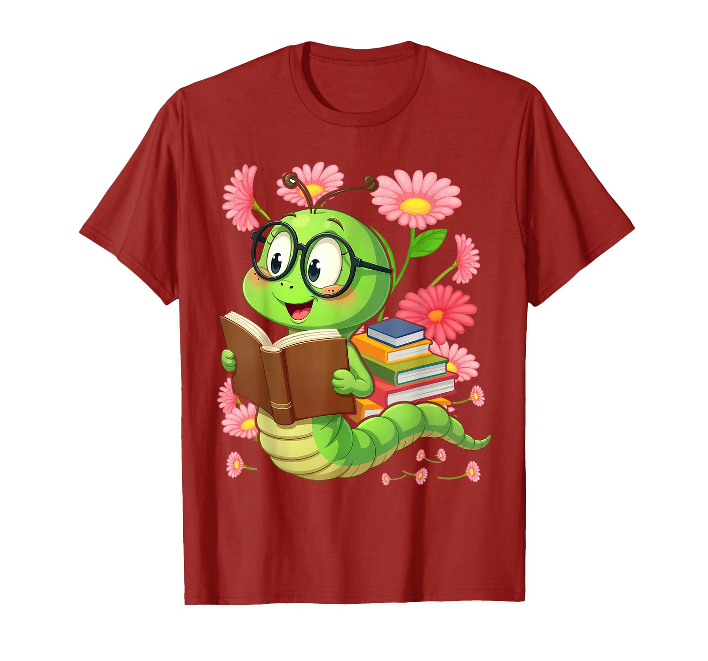 Book Worm Costume World Book Day Cute Kawaii Worm Reading T-Shirt