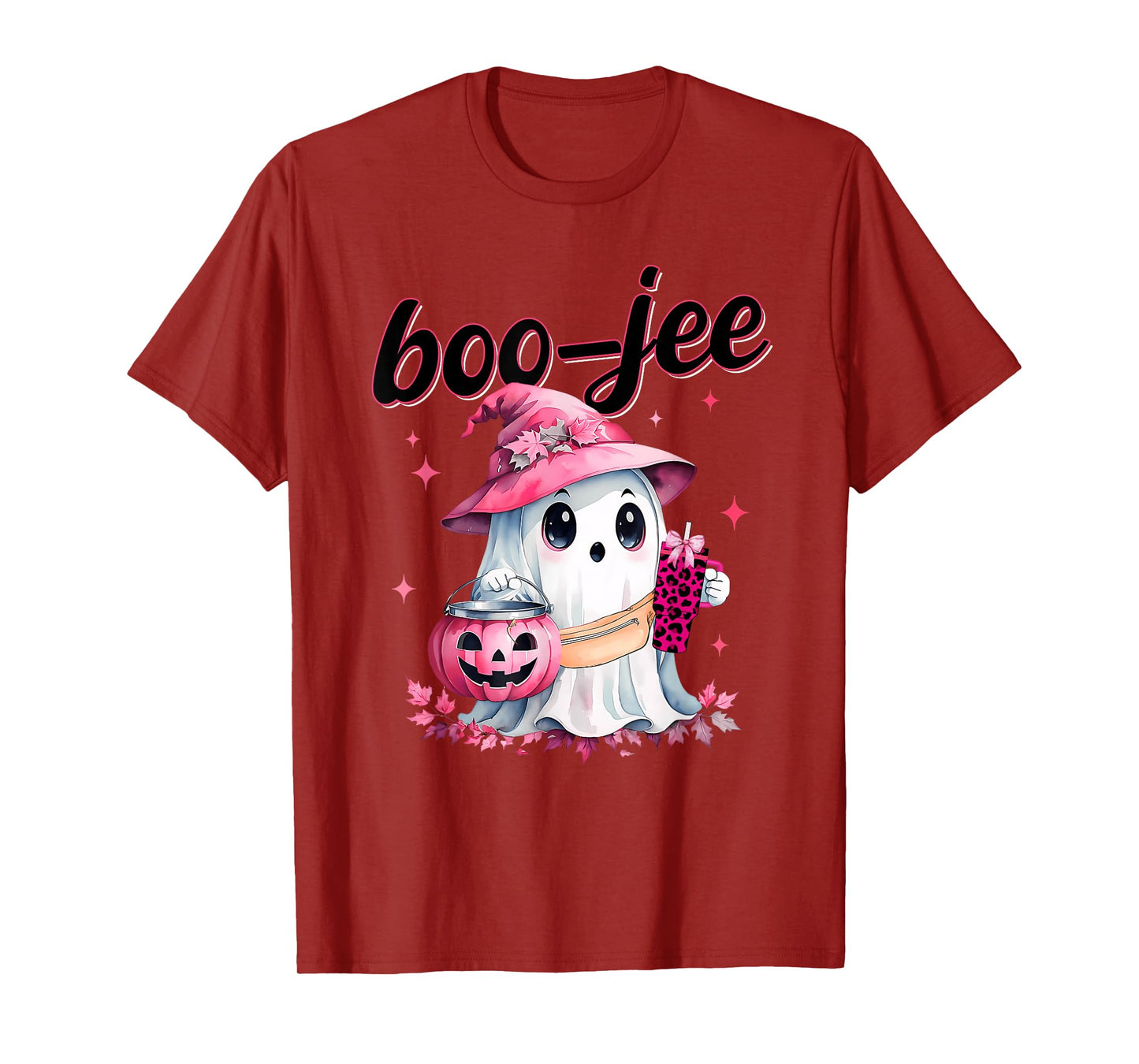 Boujee Boo Jee Spooky Ghost Pink Halloween Pumpkin Costumes T-Shirt