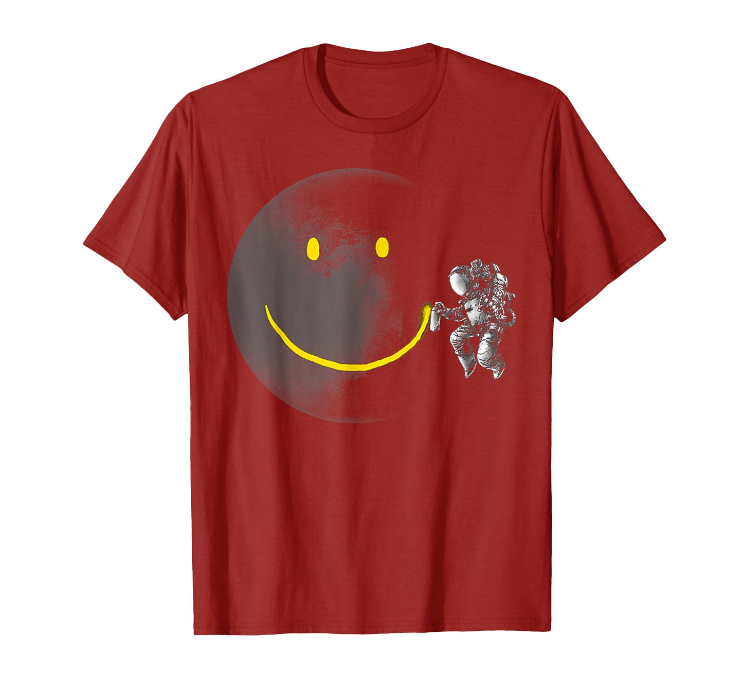 Funny Make A Smile Face Astronaut Moon Space Science T-Shirt