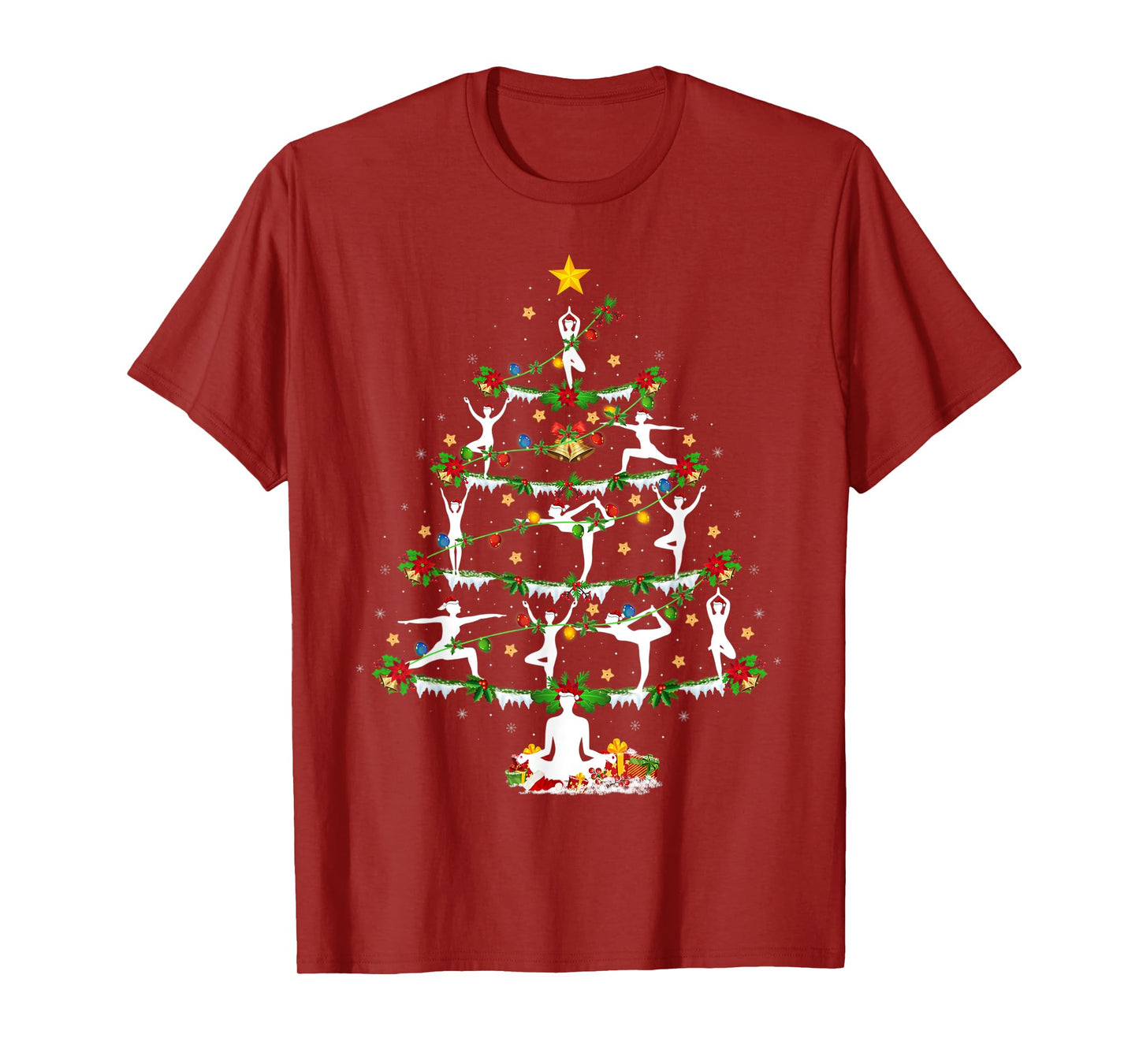 Yoga Lover Xmas Lighting Yoga Christmas Tree T-Shirt