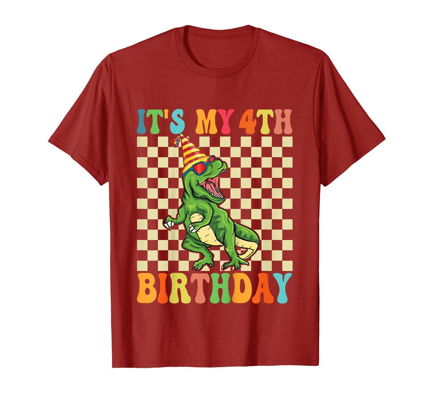Kids 4 Year Old Gifts It's My 4th Birthday Boys Dinosaur T Rex T-Shirt