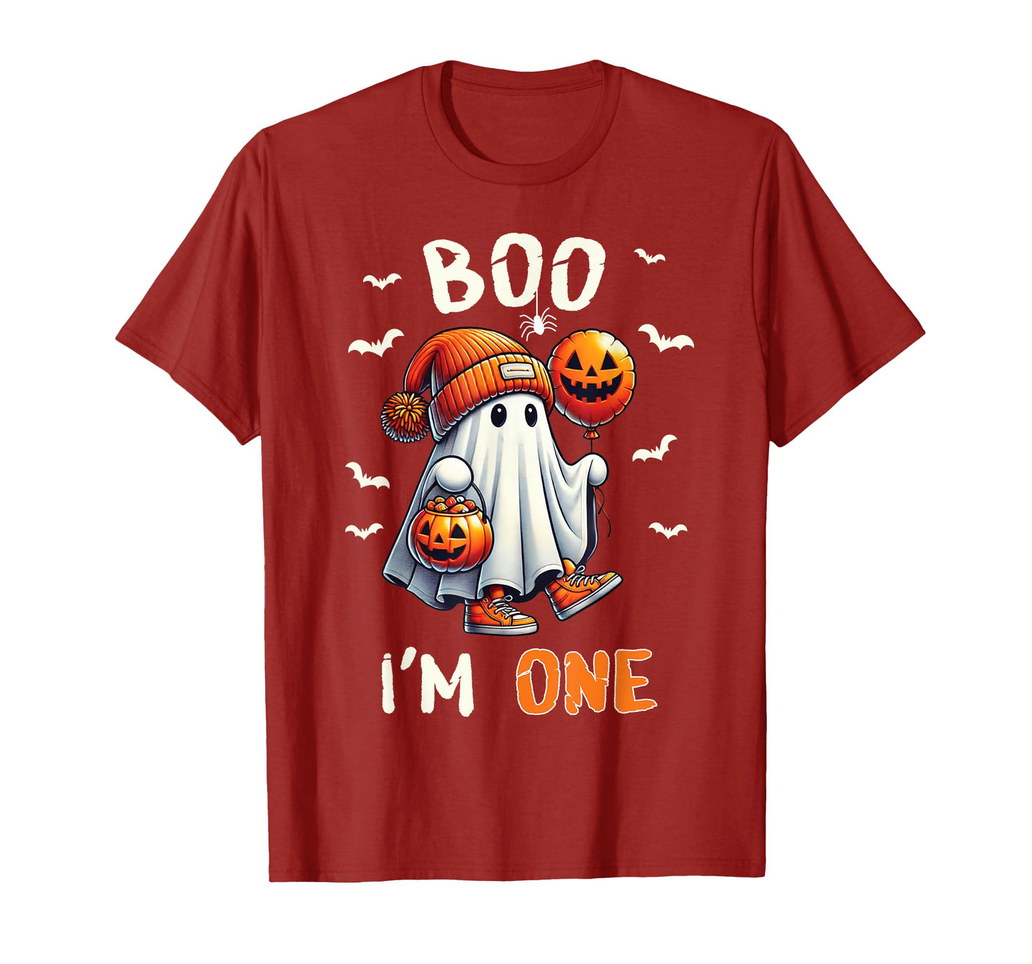 Boo I'm One Ghost 1st Birthday Halloween Boy Kids Groovy T-Shirt