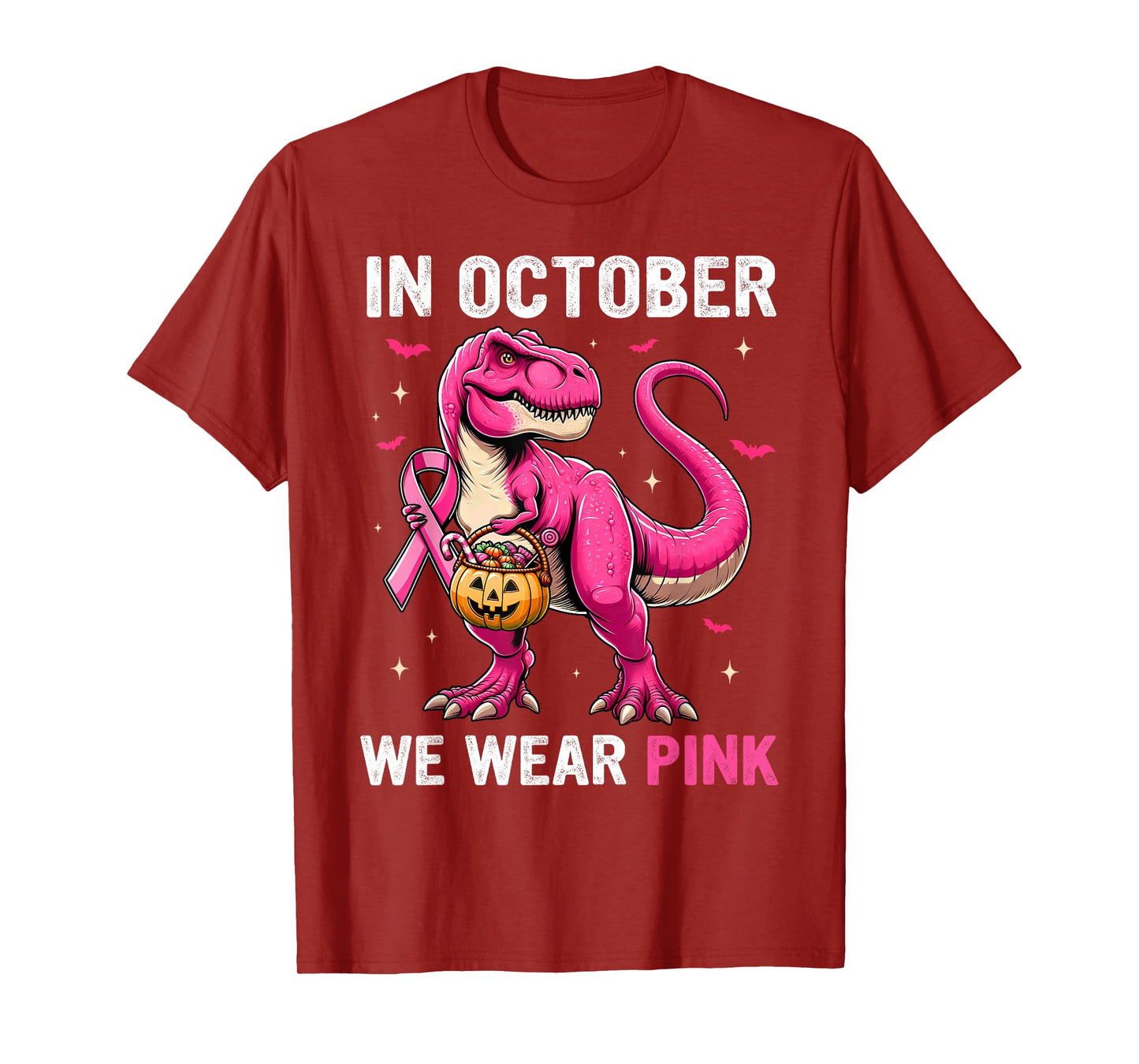 In October We Wear Pink Dinosaur Boys Kids Breast Cancer T-Shirt
