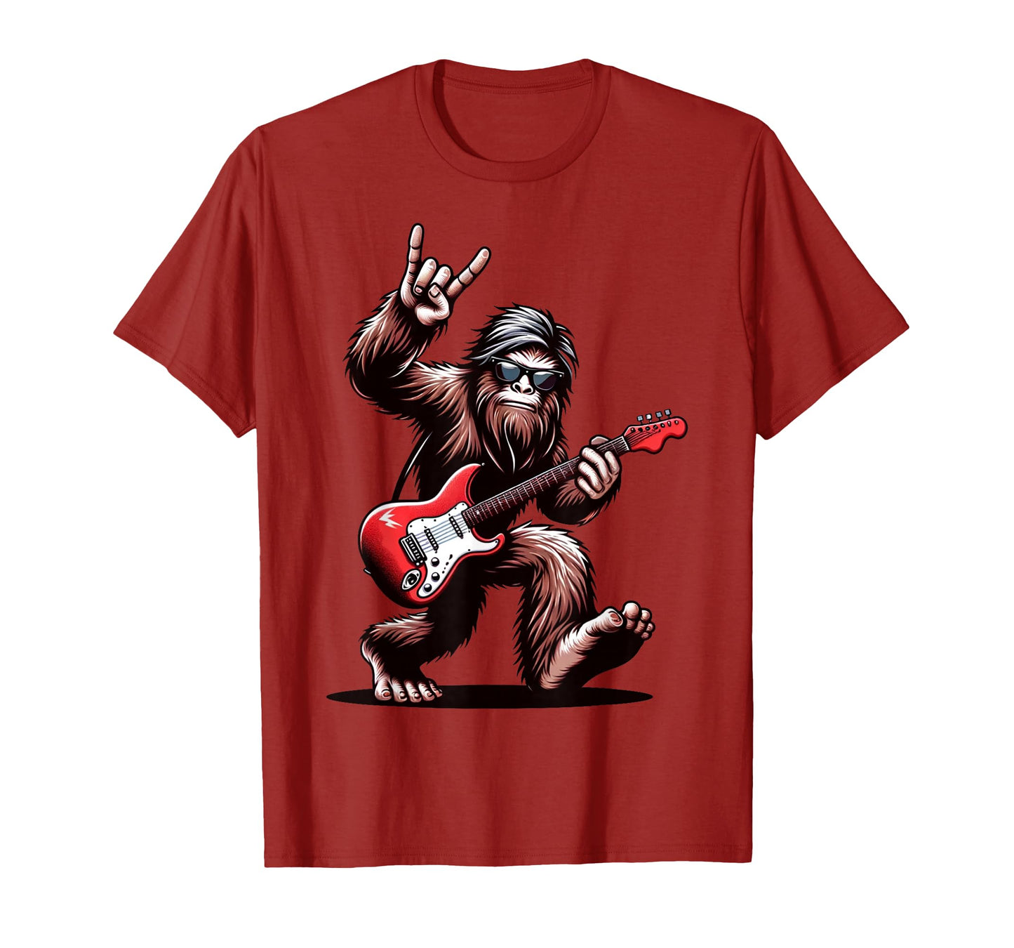 Bigfoot Rock On Sasquatch Rock And Roll Playing Guitar Music T-Shirt