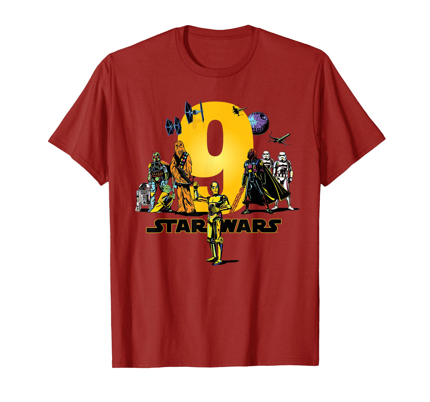 Star Wars Classic Characters Ninth Birthday 9 Years Old T-Shirt