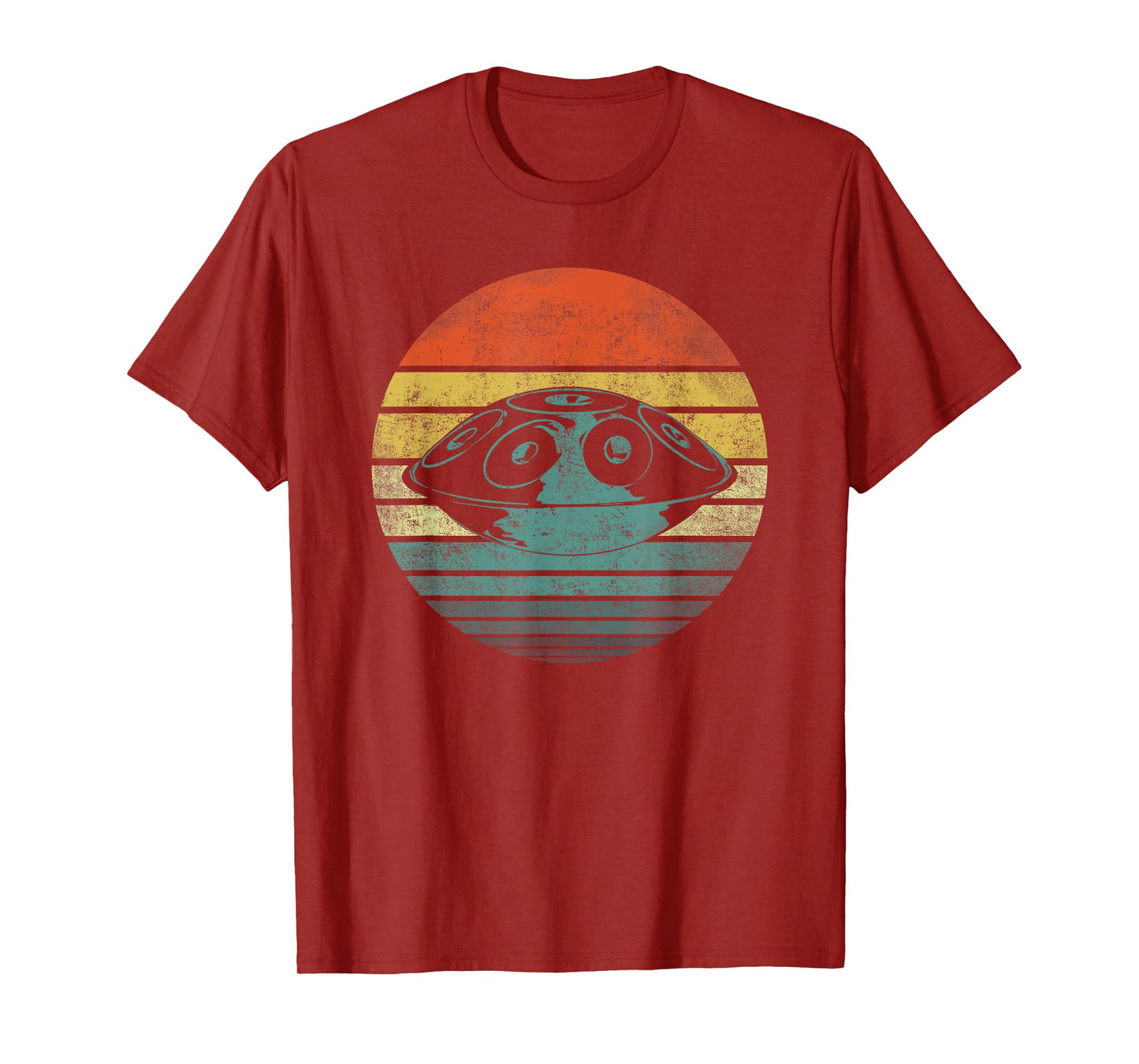 Handpan Hang Drum Musik Yoga Relax Sunset Retro T-Shirt