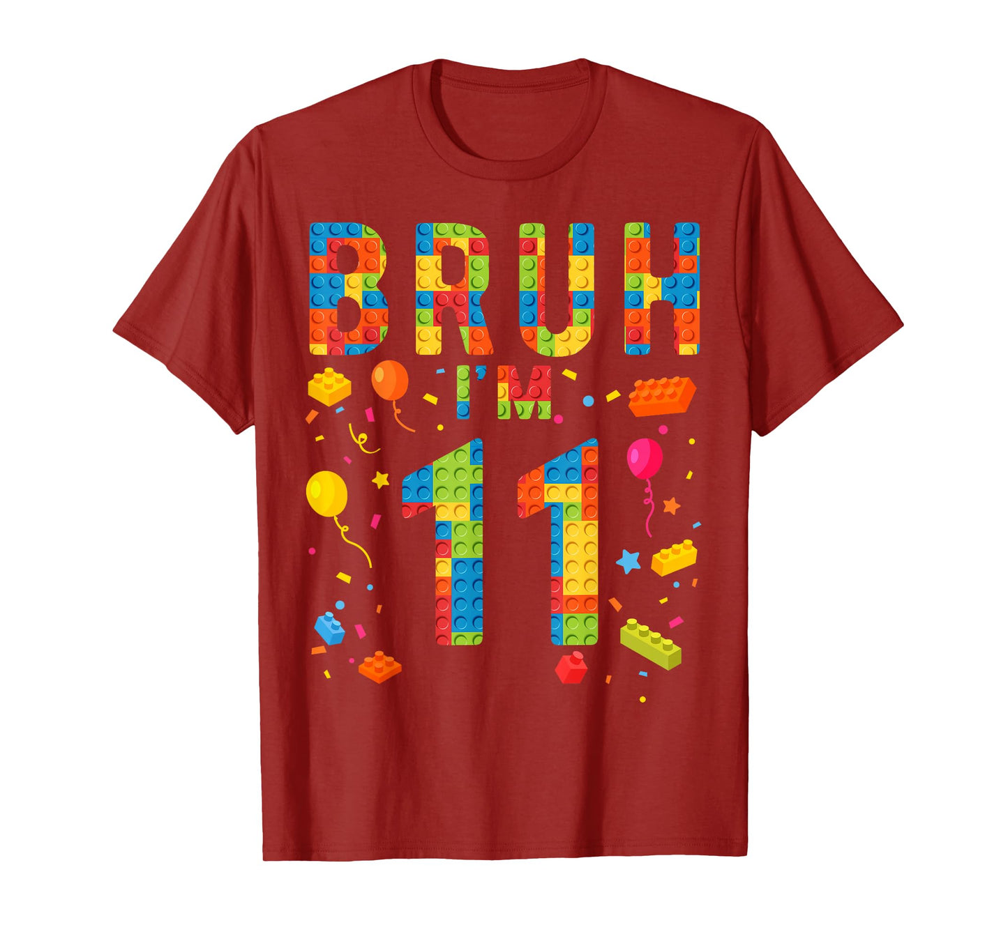 11 Year Old Building Blocks Bruh 11th Birthday Boy T-Shirt