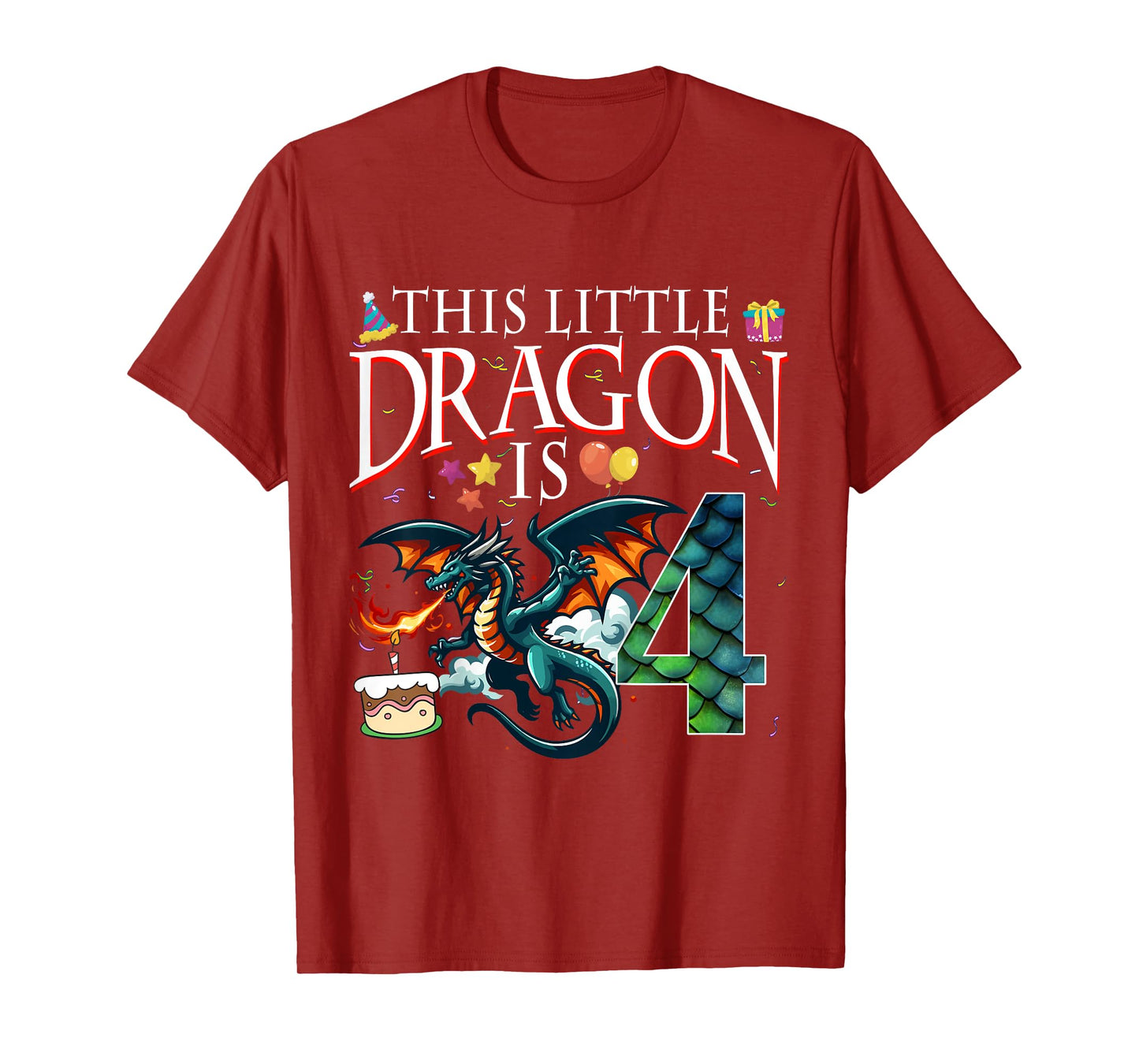 Turning 4 Years Old Birthday Boy Dragon 4th Bday Girl T-Shirt