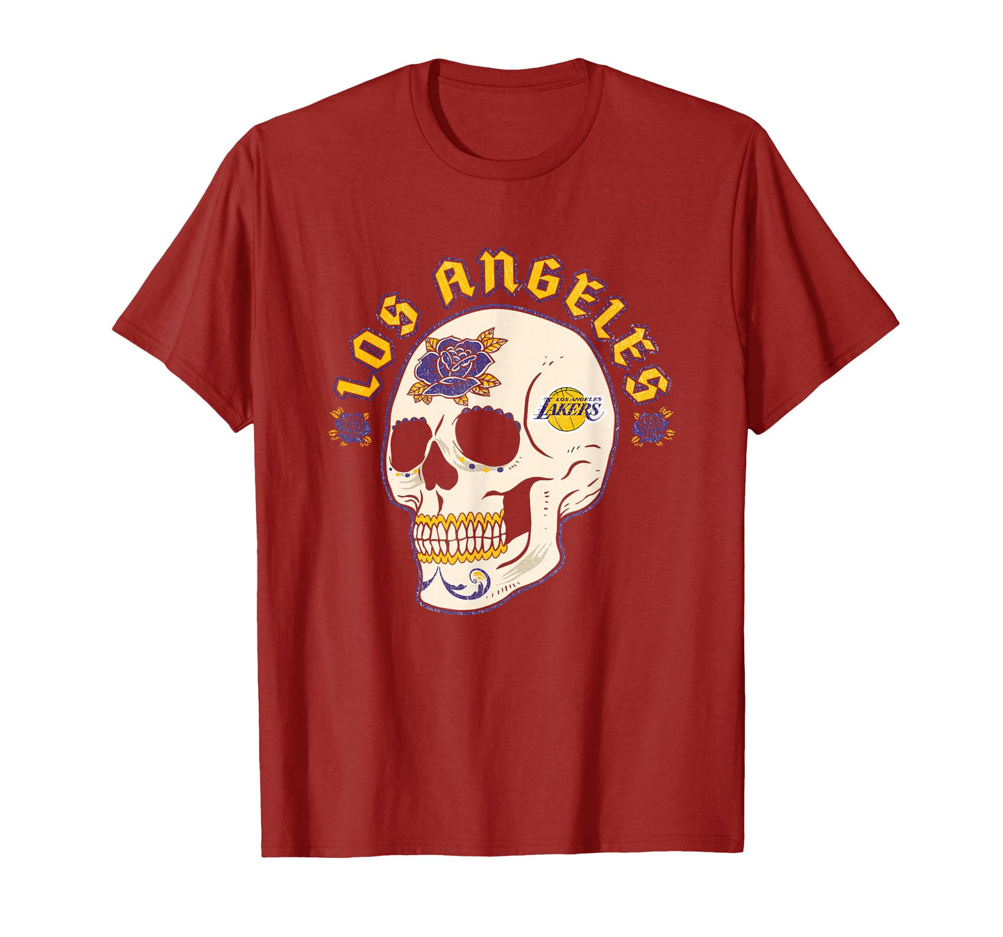 NBA Los Angeles Lakers Halloween Floral Skull T-Shirt