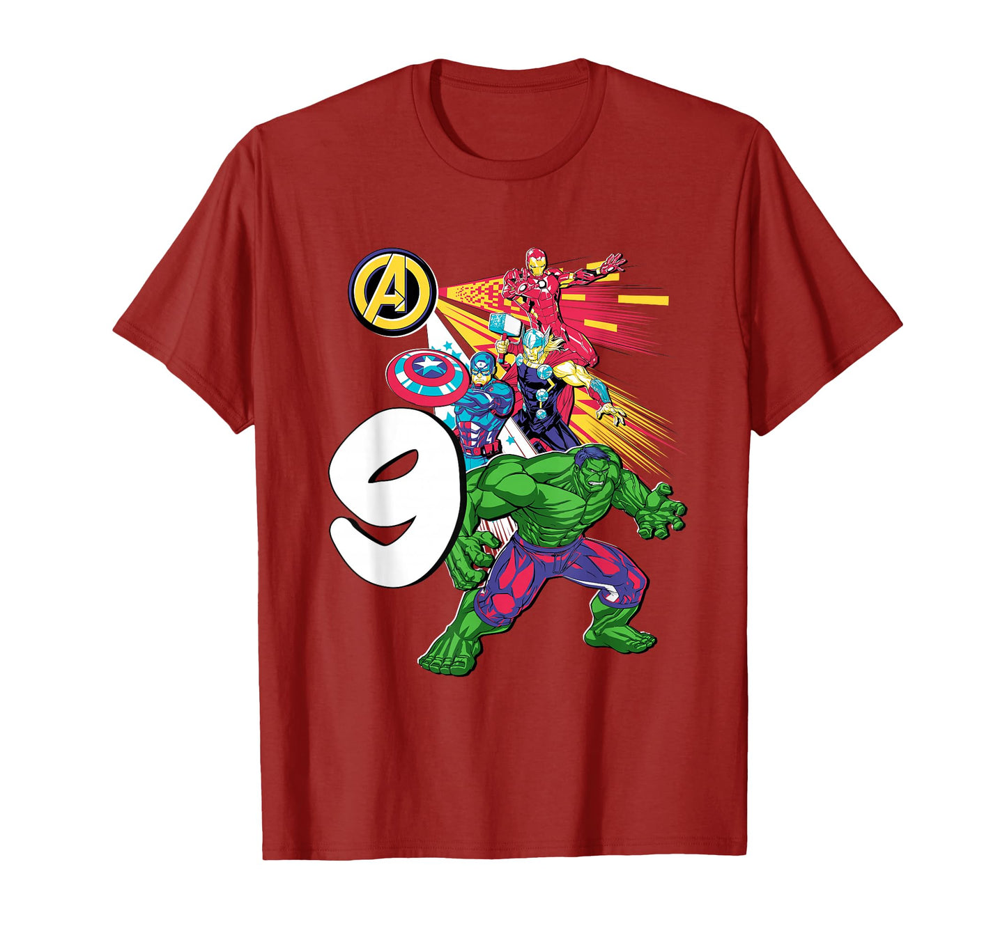 Marvel Super Heroes Avengers 9 Year Old Ninth Birthday T-Shirt