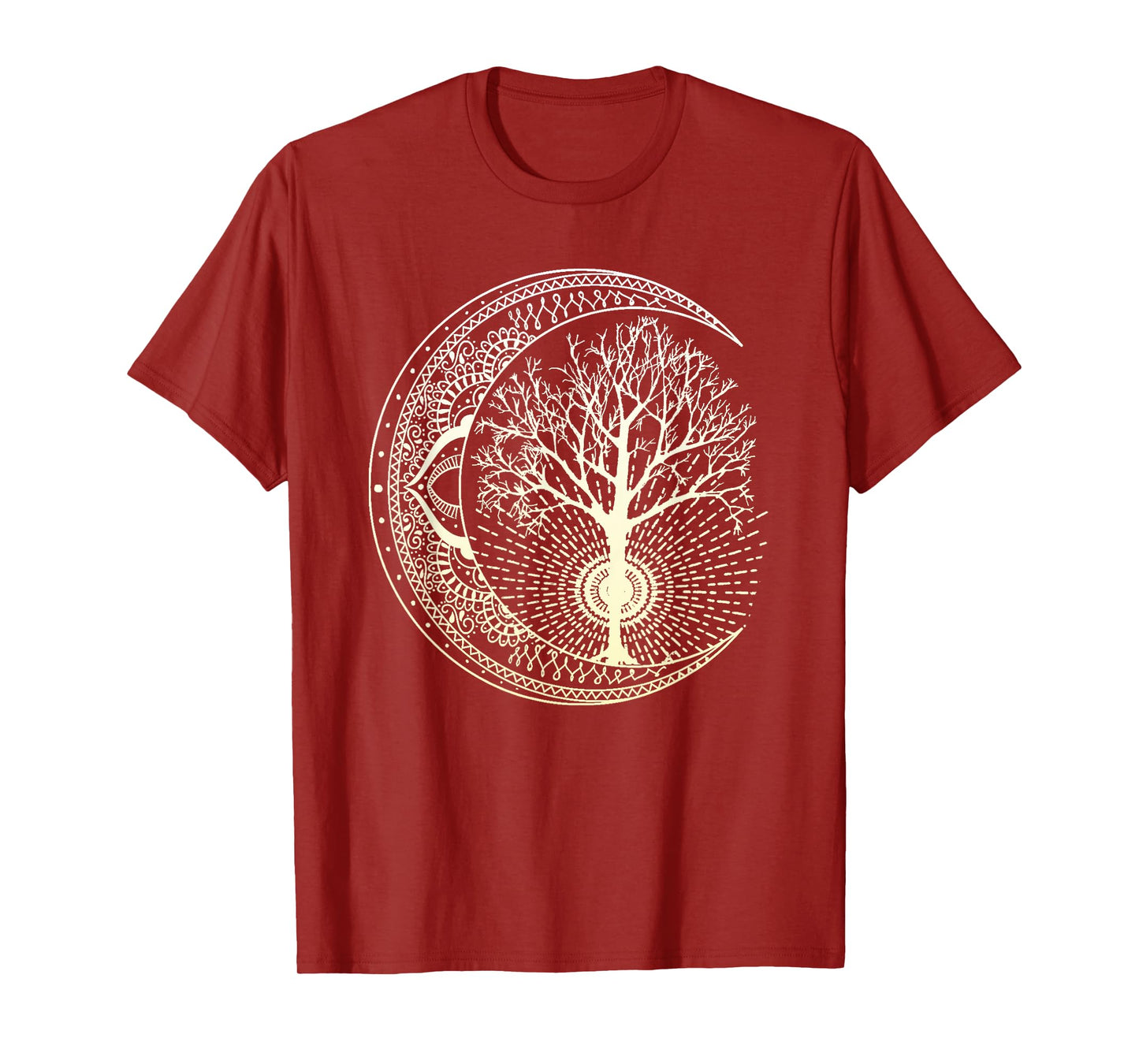 Mandala Moon Tree of Life Tattoo Style T-Shirt