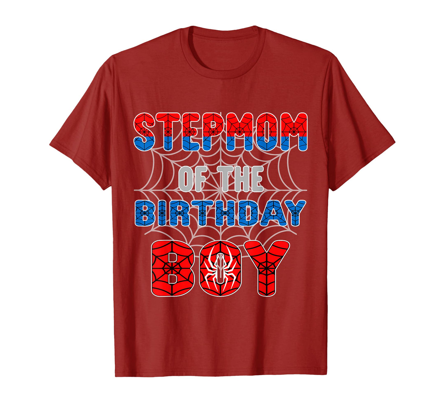 Spider Web Birthday Party Stepmom of The Birthday Boy T-Shirt