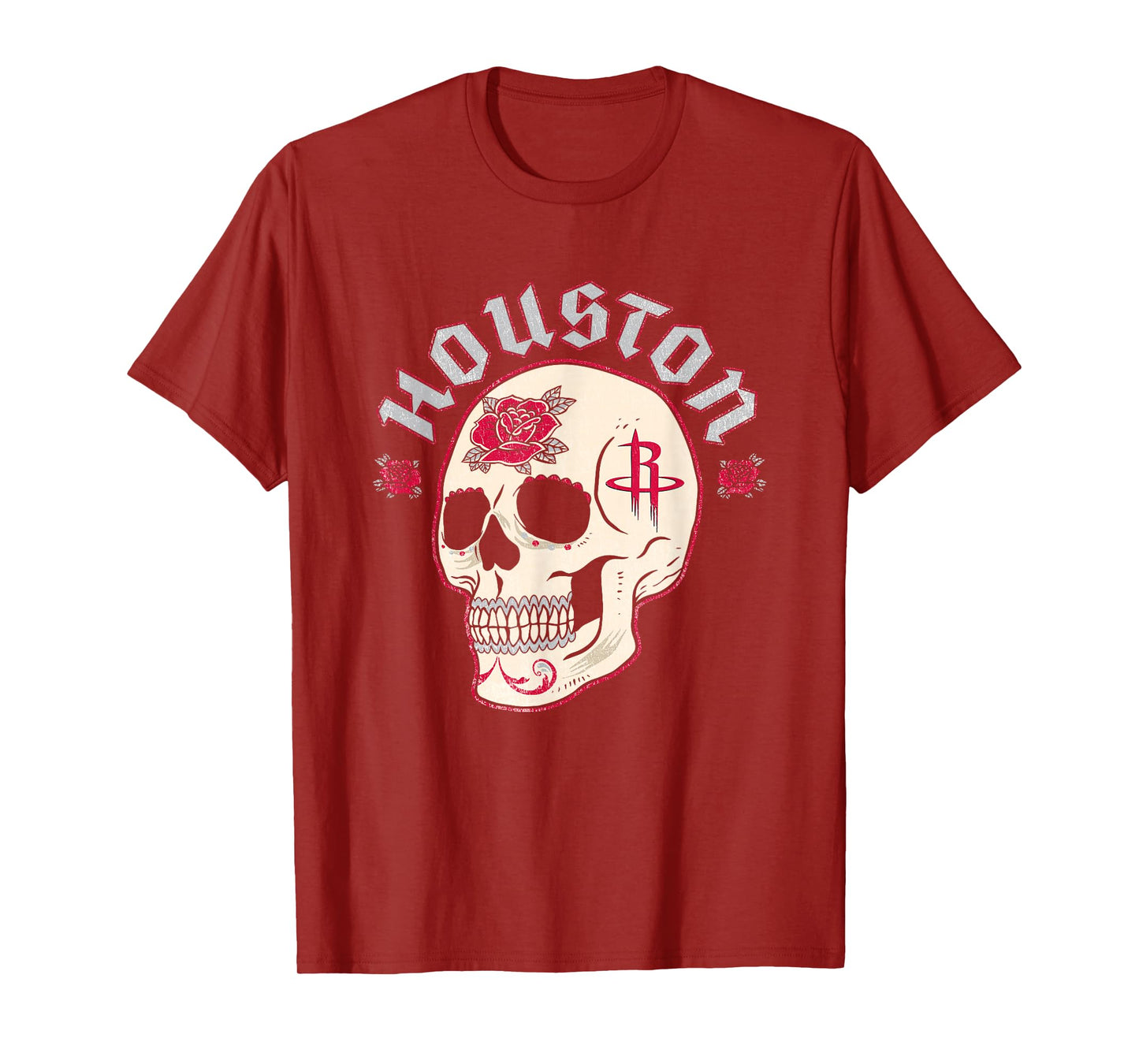 NBA Houston Rockets Halloween Floral Skull T-Shirt