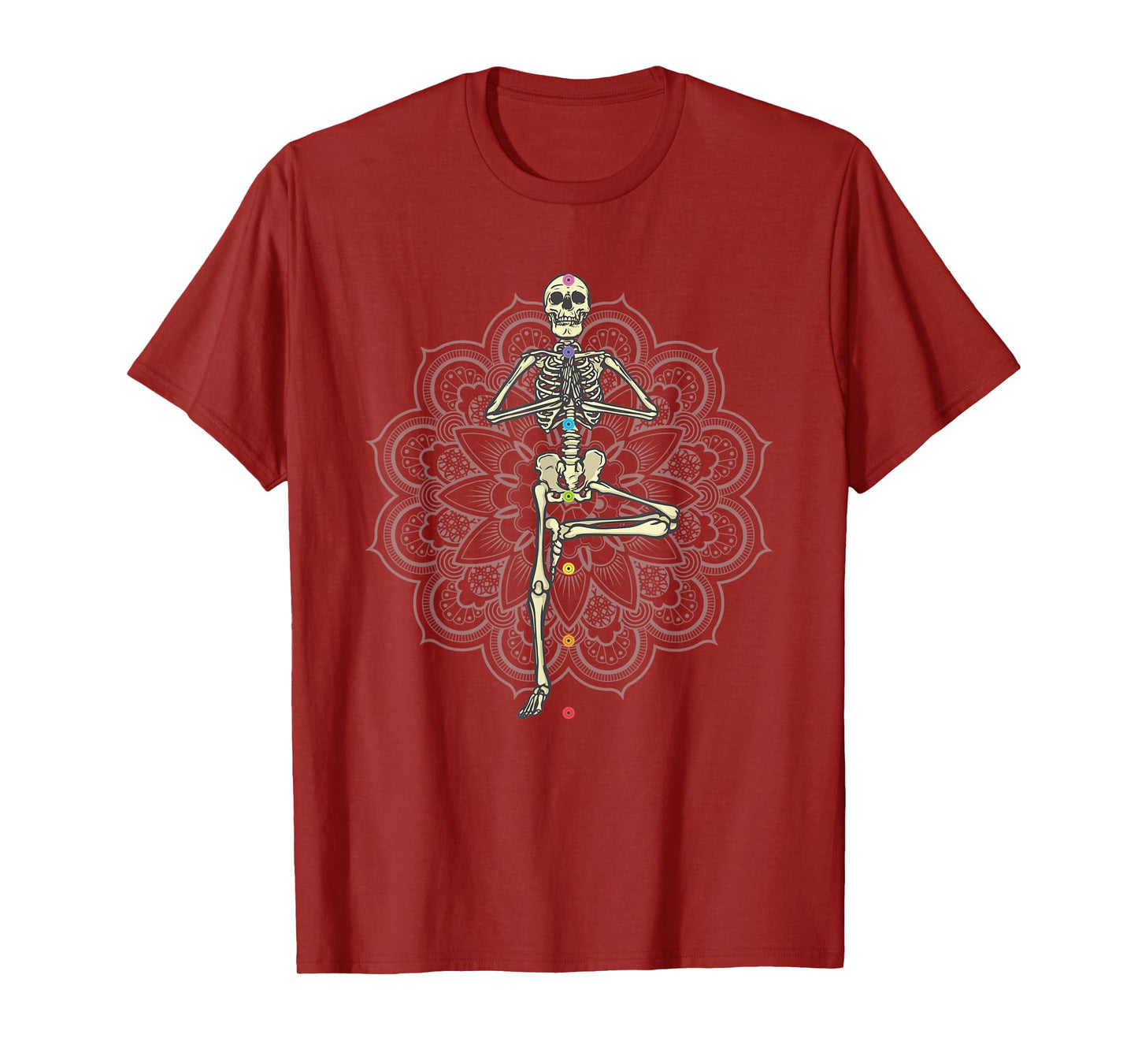 Yoga Skeleton in Vriksasana Pose Chakra T-Shirt