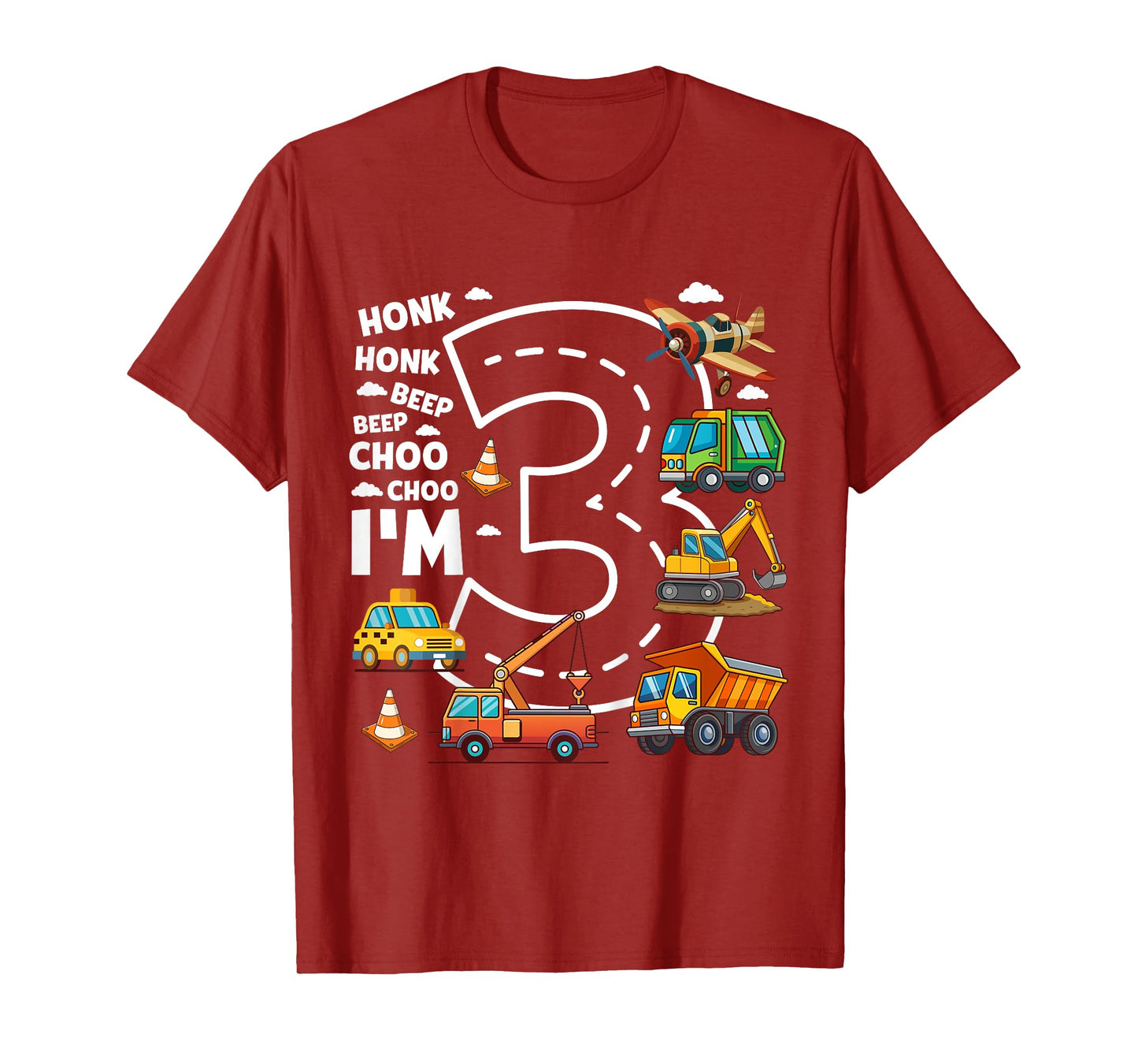 Kids 3 Year Old Transportation Birthday Boy 3rd Toddler Truck Car T-Shirt