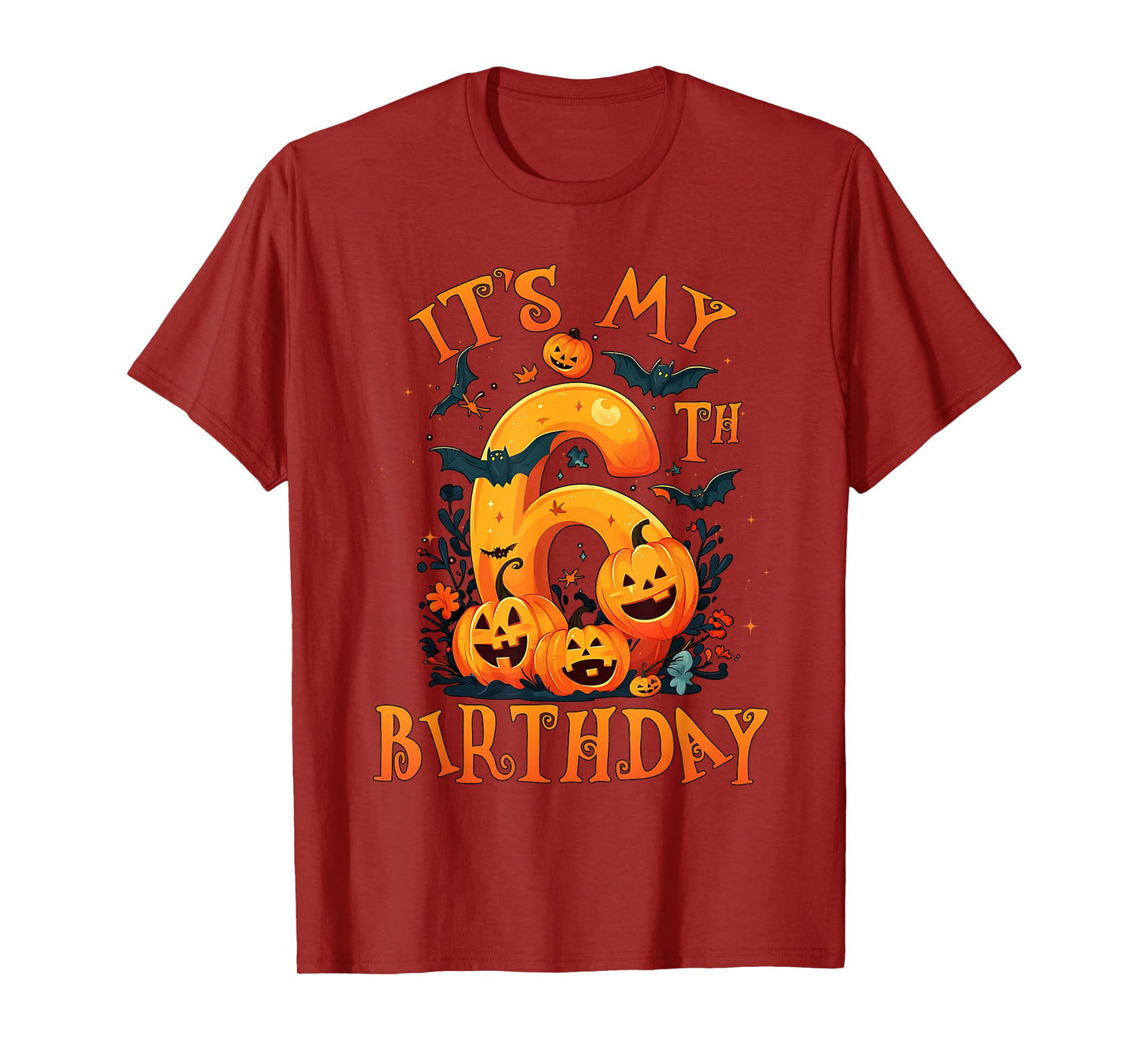 Boo It's My 6th Birthday Halloween Pumpkin 6 Years Old T-Shirt