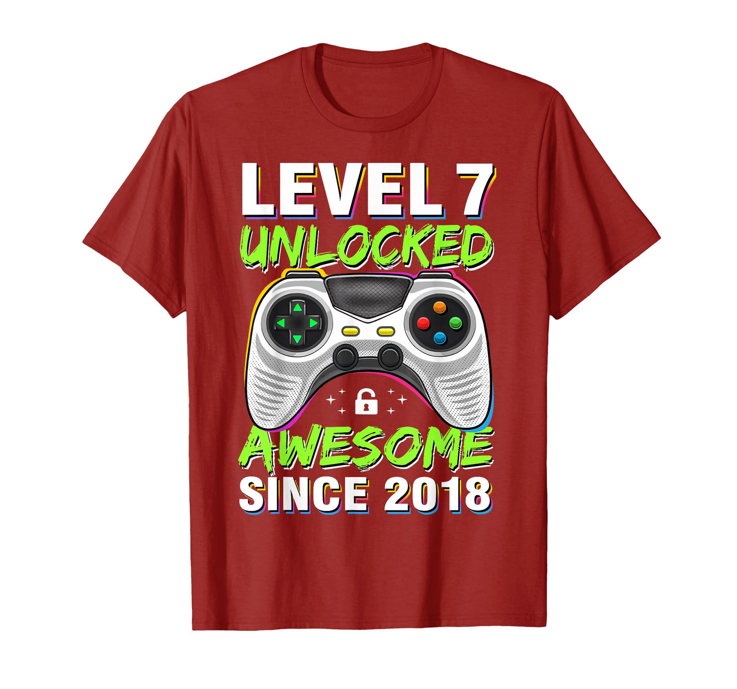 Level 7 Unlocked Awesome Since 2018 7th Birthday Gaming Boys T-Shirt