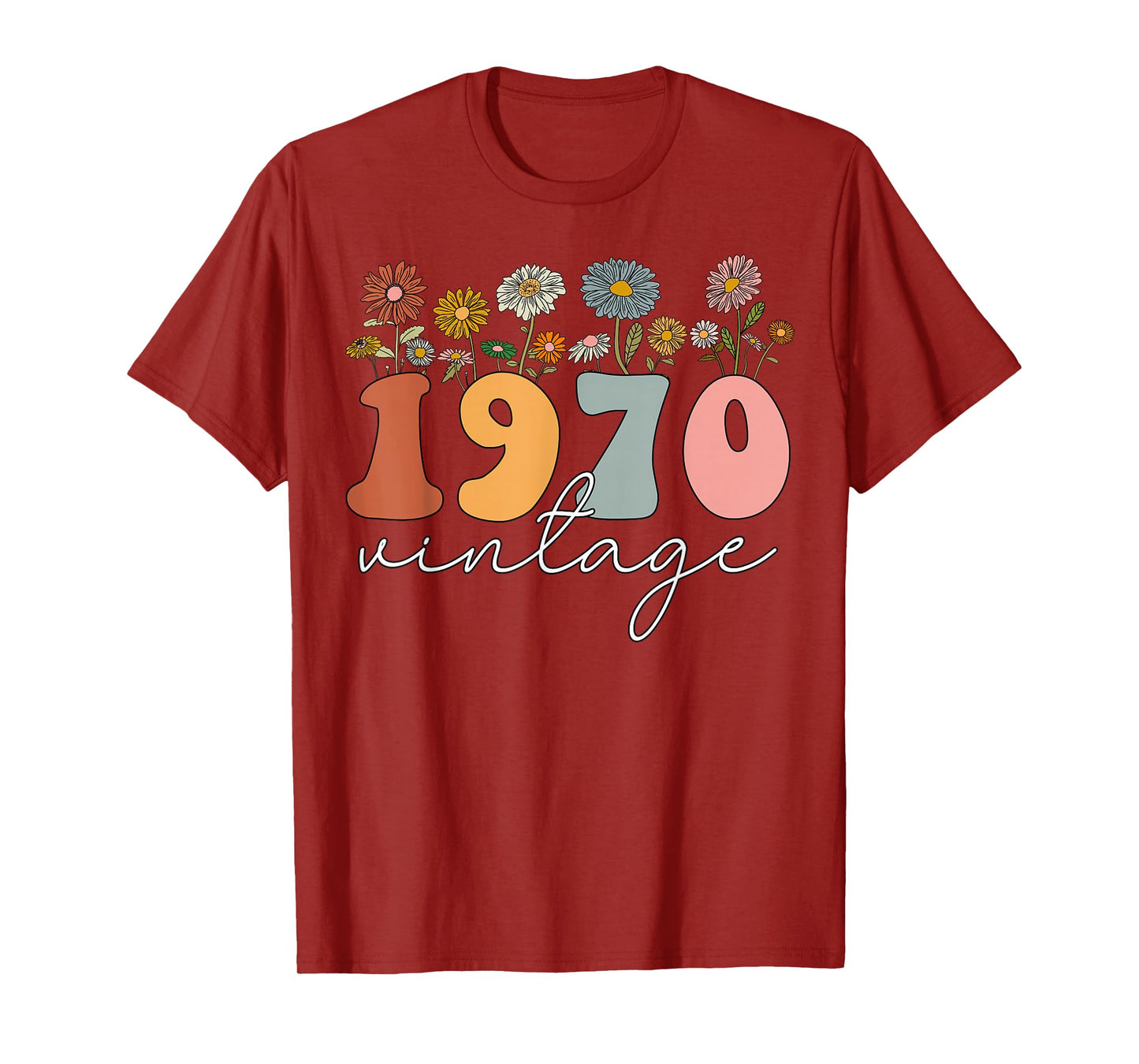 Vintage 1970 Wildflower Floral 55th Birthday Women Girls T-Shirt