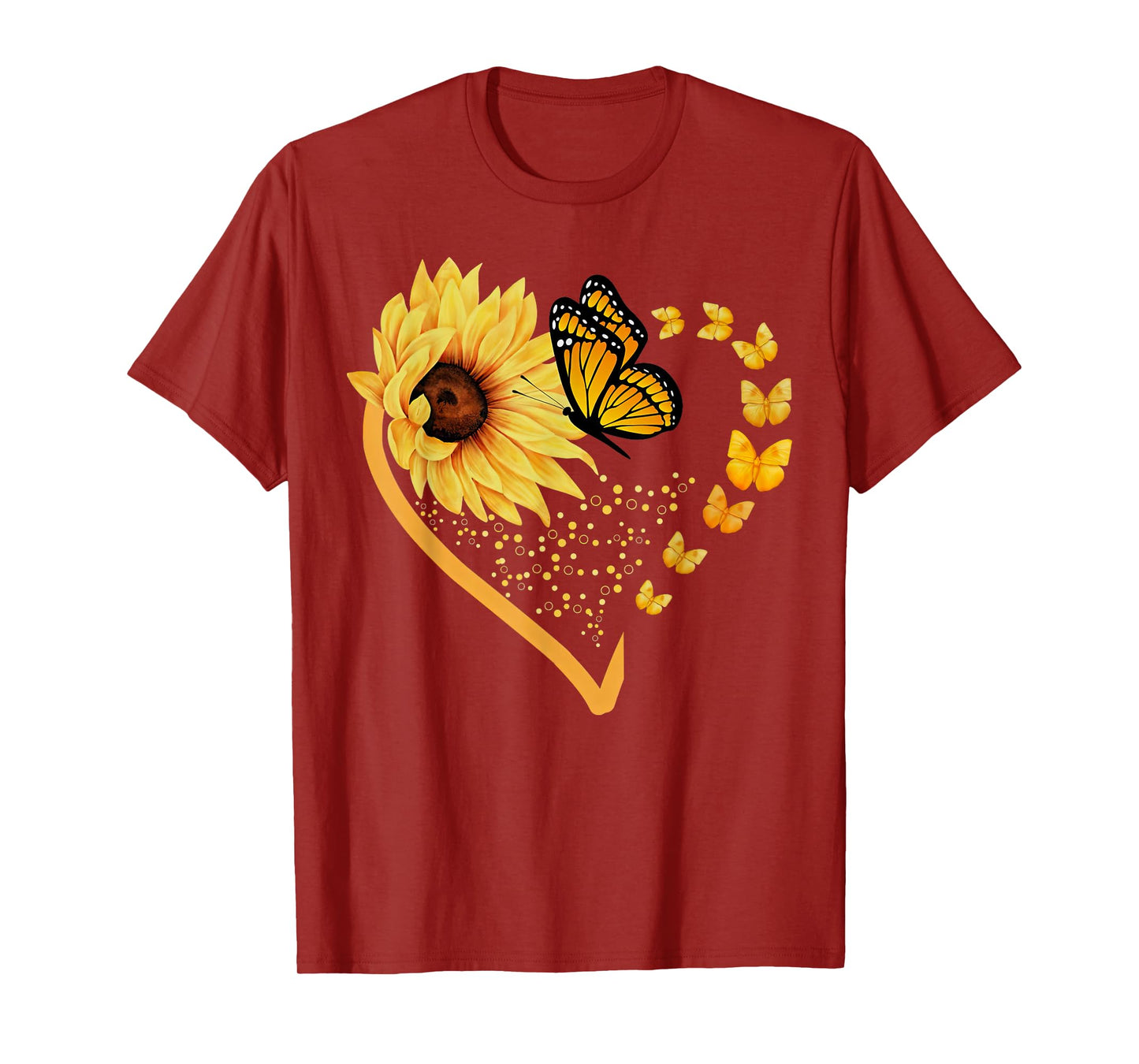 Sunflower Butterfly Heart Summer Floral Girls Women Kids T-Shirt