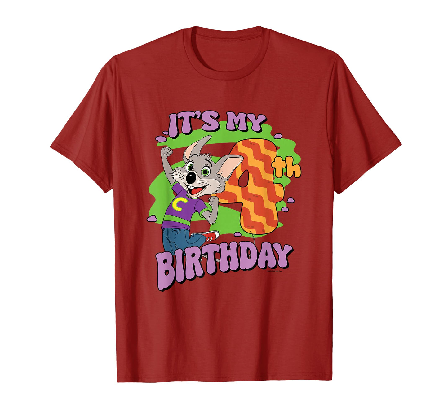 Chuck E. Cheese It's My 4th Birthday Happy Chuck Chest Logo T-Shirt