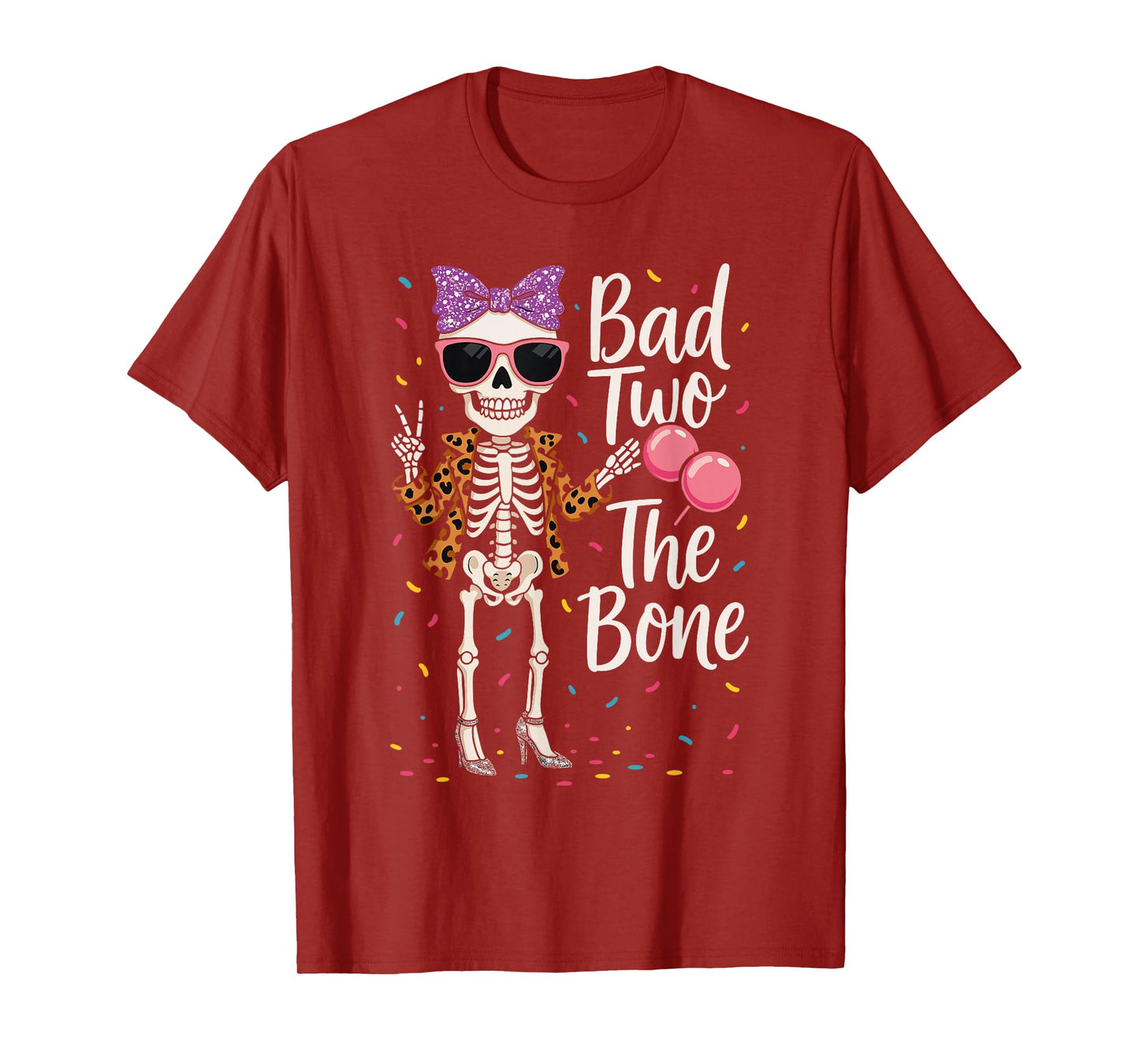 Bad 2 the Bone Outfit Girl, Funny 2nd Birthday Skeleton T-Shirt