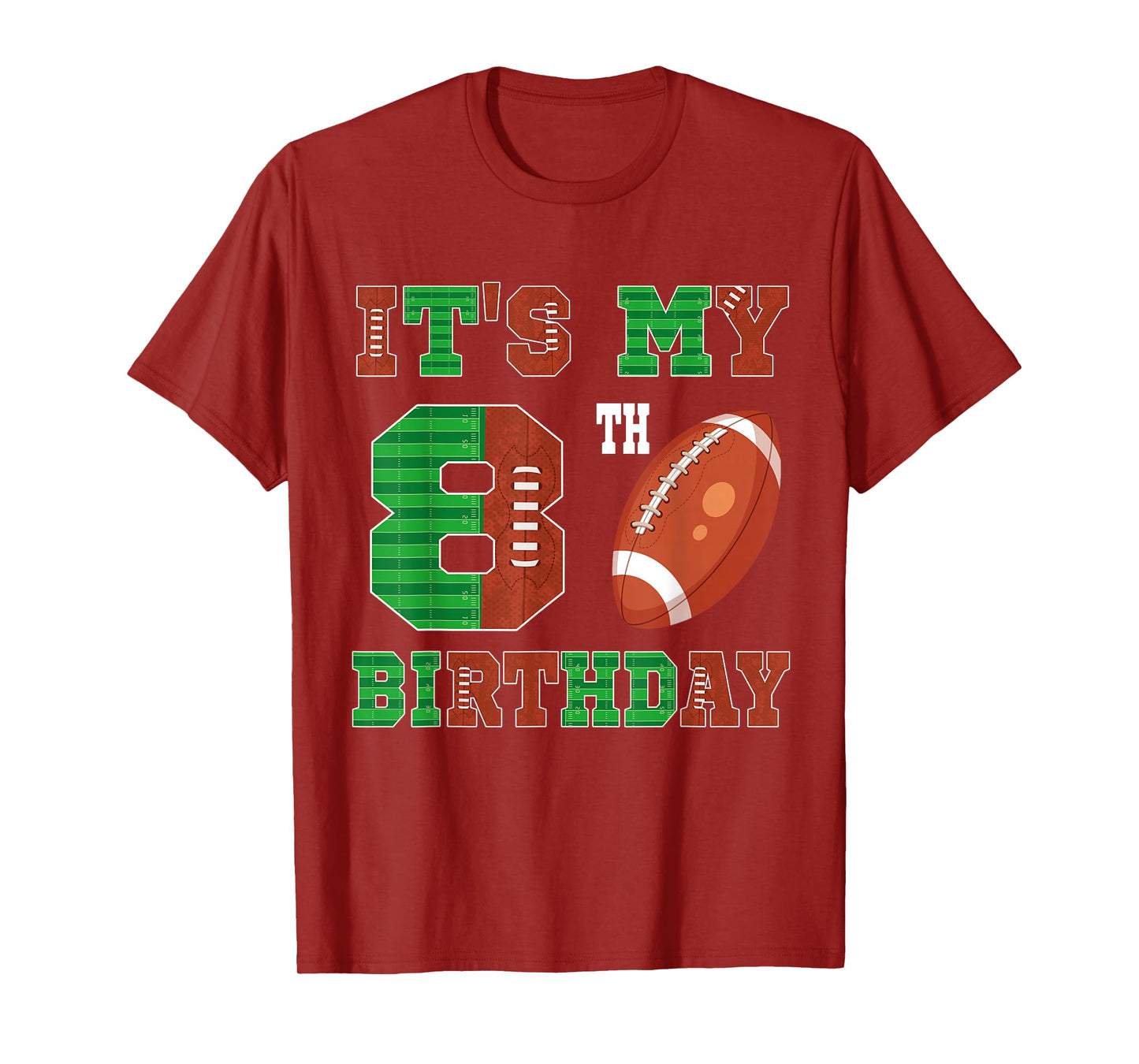 8th Birthday Football Theme 8 Year Old Football Player T-Shirt