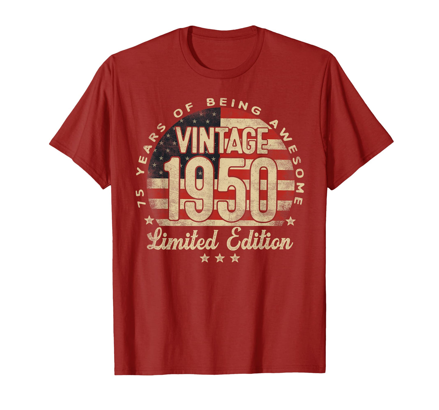 Vintage 1950 Limited Edition 75-Year-Old Gifts USA Flag T-Shirt