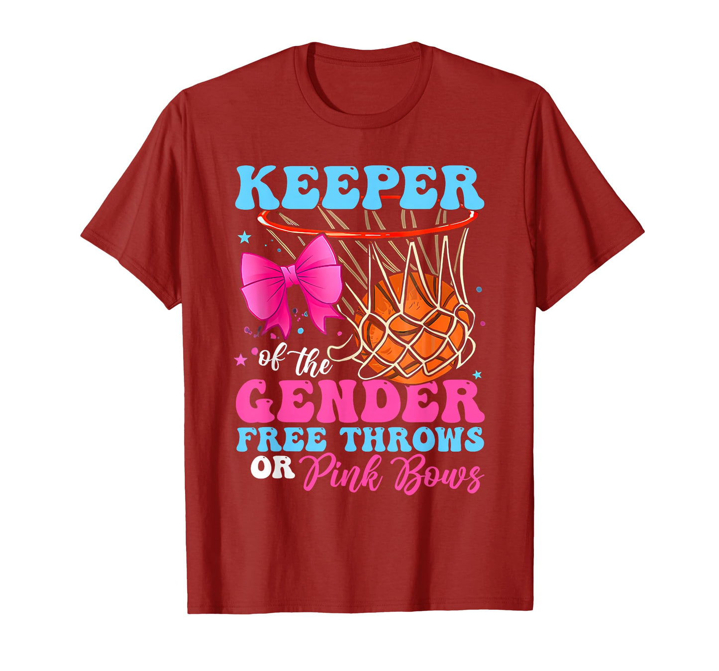 Keeper of the Gender Reveal Free Throws or Pink Bows Party T-Shirt