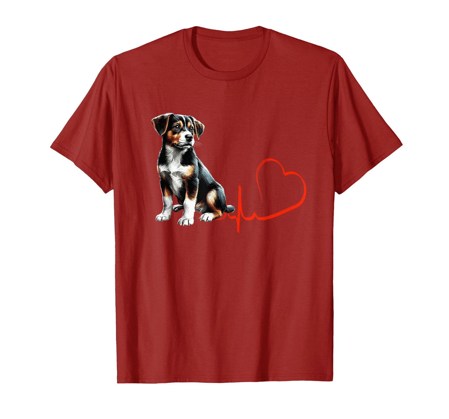 Mountain Feist Dog Heartbeat EKG Funny Dogs Owner & Lover T-Shirt