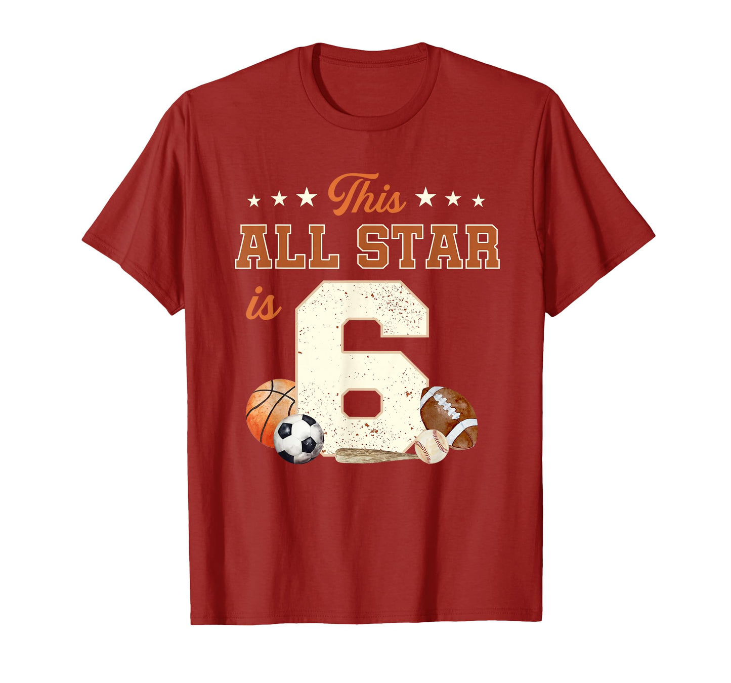 This All Star is 6 Year Old Boy 6th Birthday Sports T-Shirt