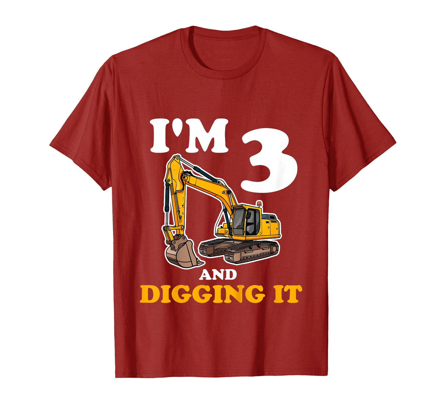 Kids Three 3yr 3rd Birthday Construction Boy 3 Years Old T-Shirt