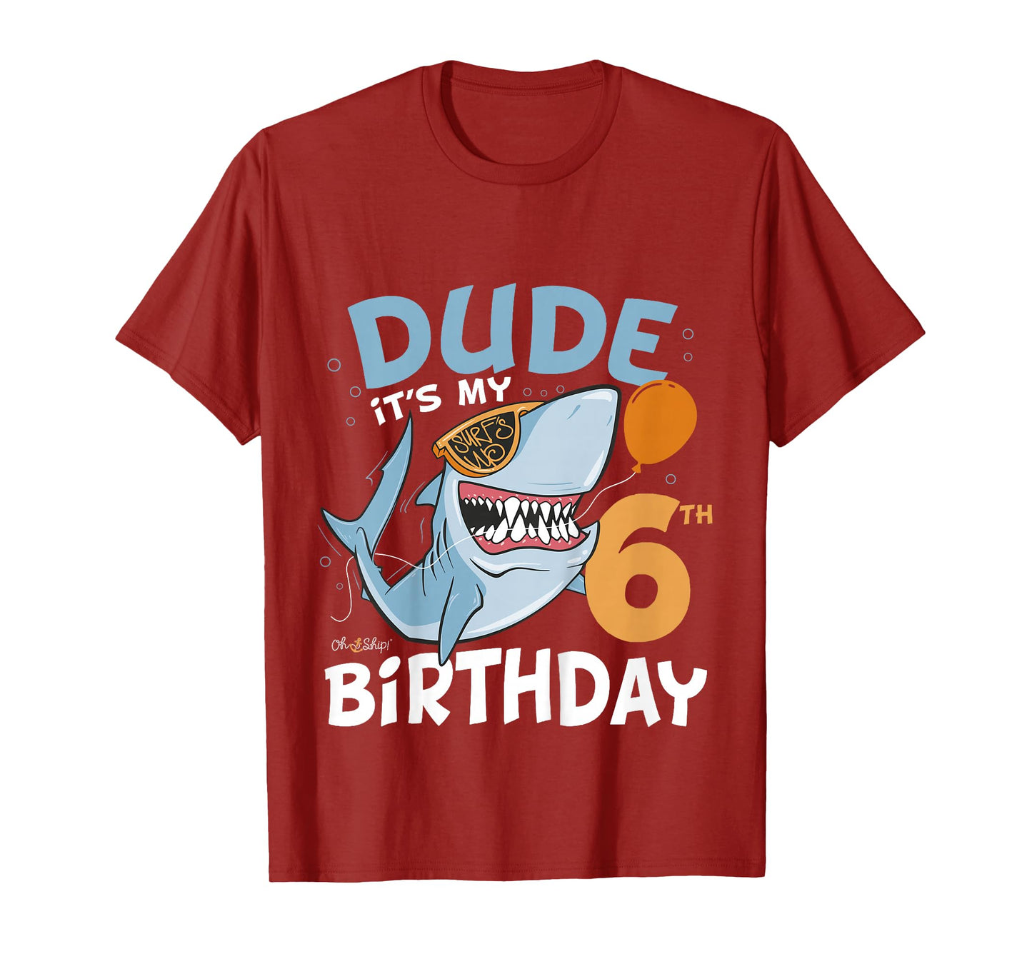Kids Dude it's my 6th Birthday - Fun Shark 6th Birthday Boy T-Shirt