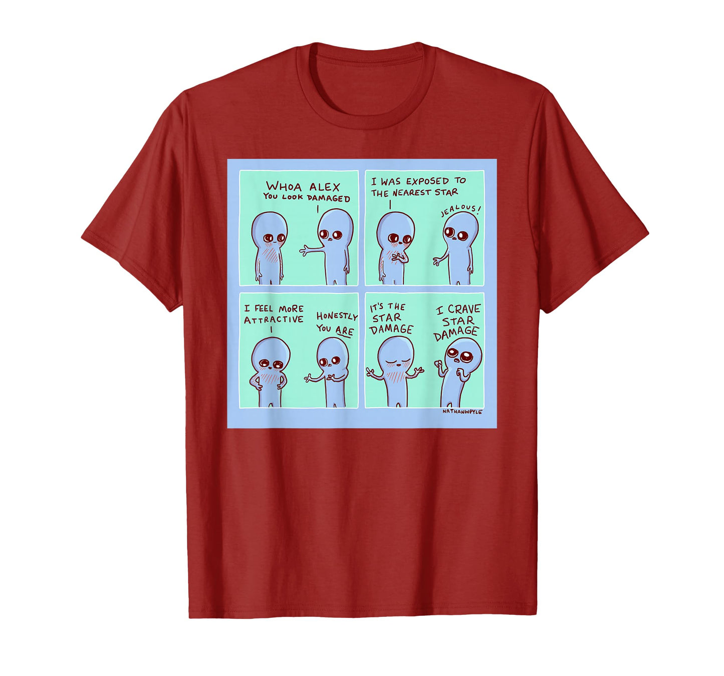 Threadless Nathan W. Pyle Strange Planet Star Damage Graphic T-Shirt