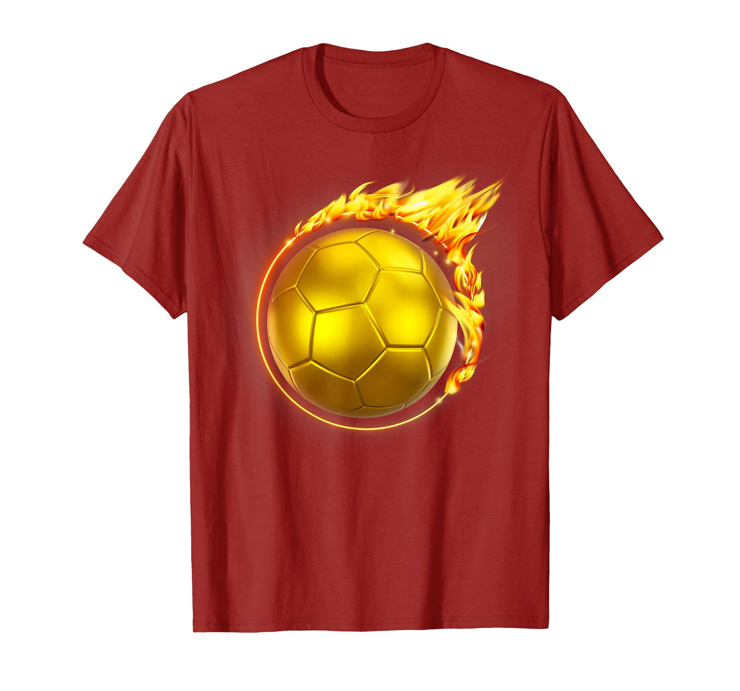 Gold Soccer Ball Flames Flaming Flying Soccer Ball on Fire T-Shirt