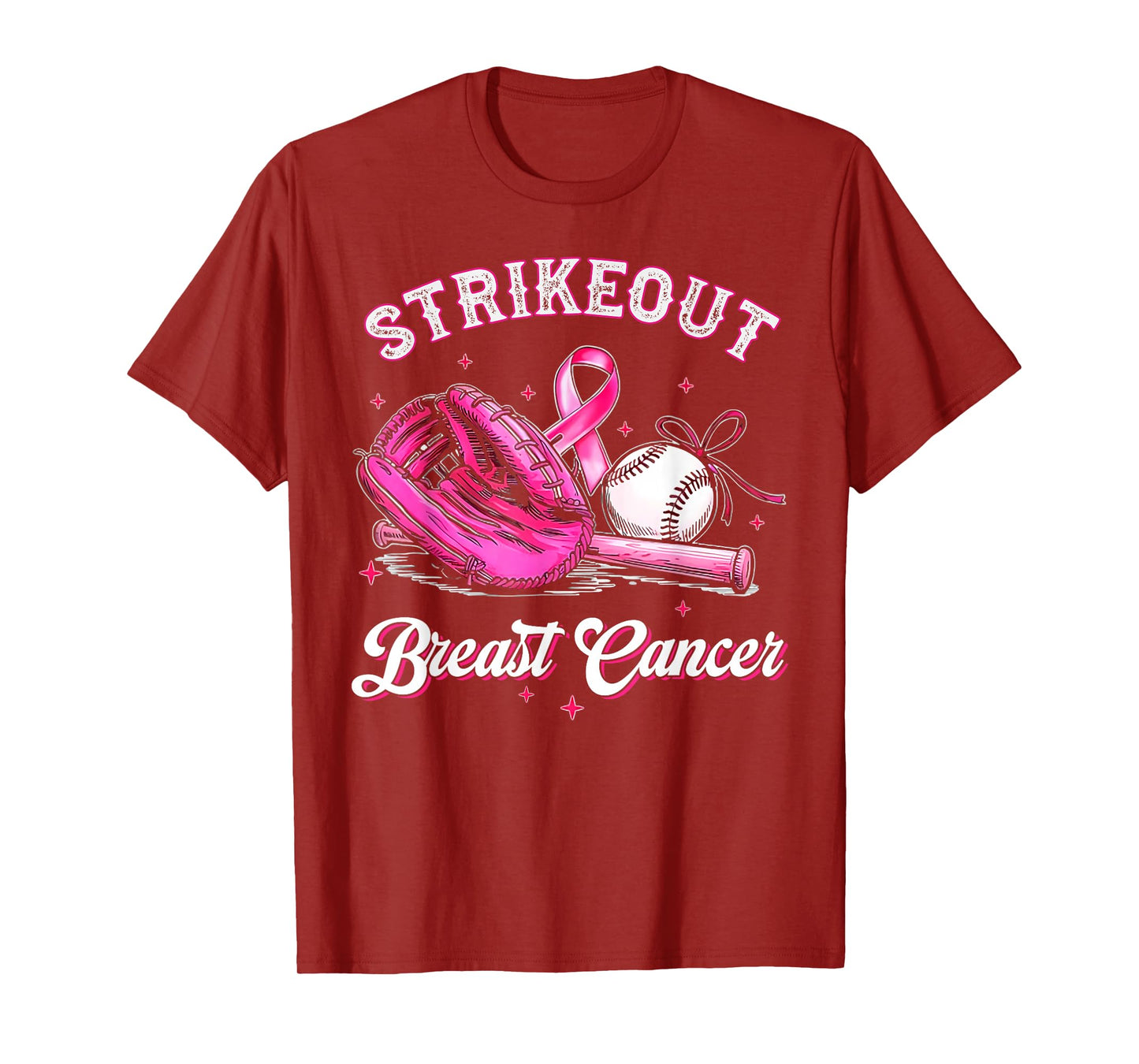 Strike Out Breast Cancer Baseball Fight Awareness Men Women T-Shirt