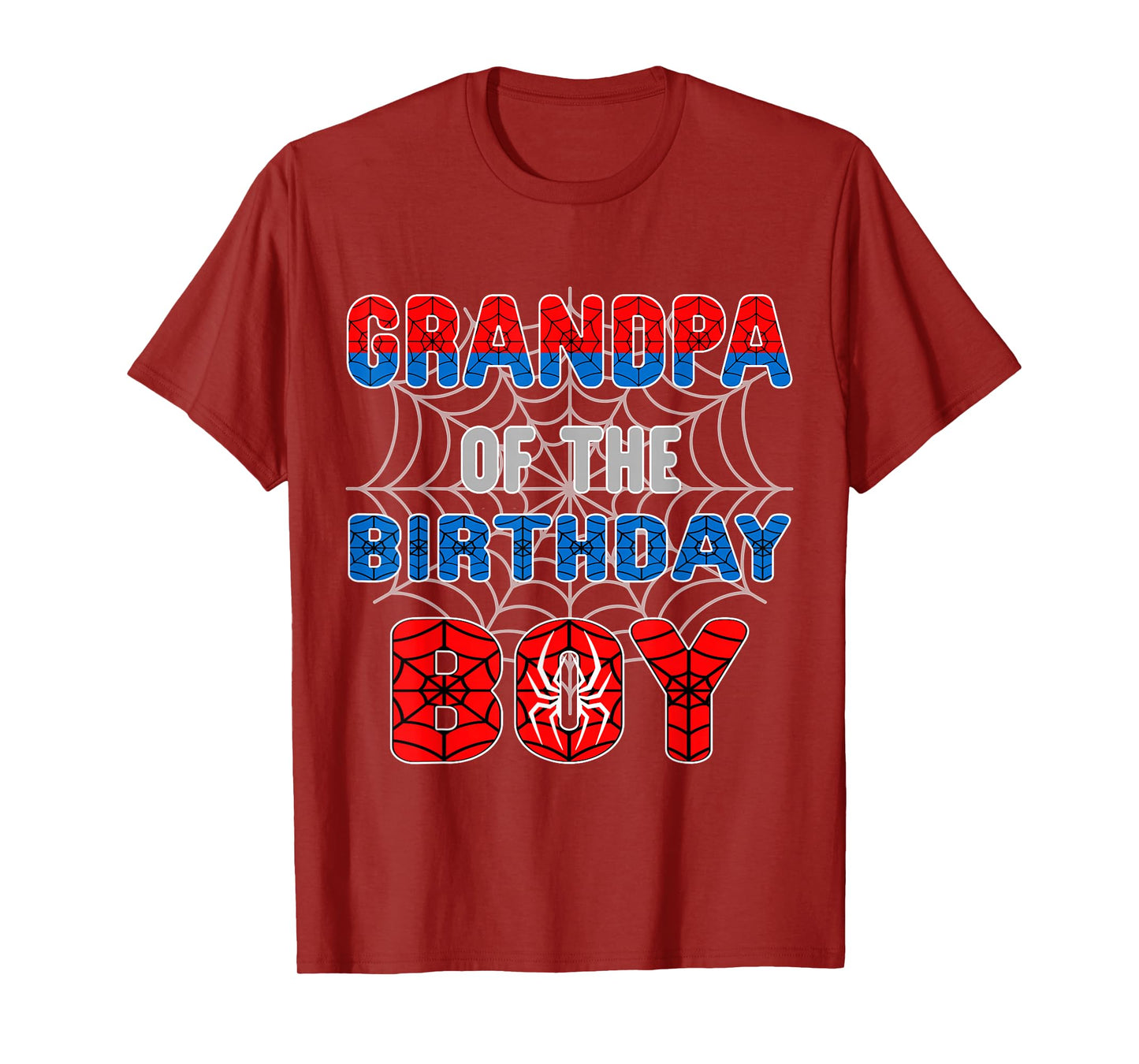 Spider Web Birthday Party Grandpa of The Birthday Boy T-Shirt