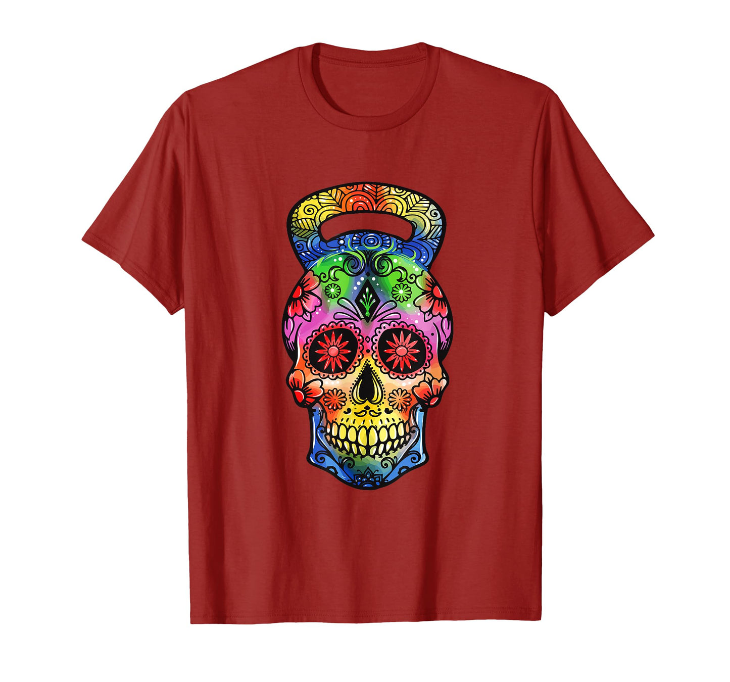 Kettlebell Sugar Skull Weight Lifting Exercise Workout T-Shirt