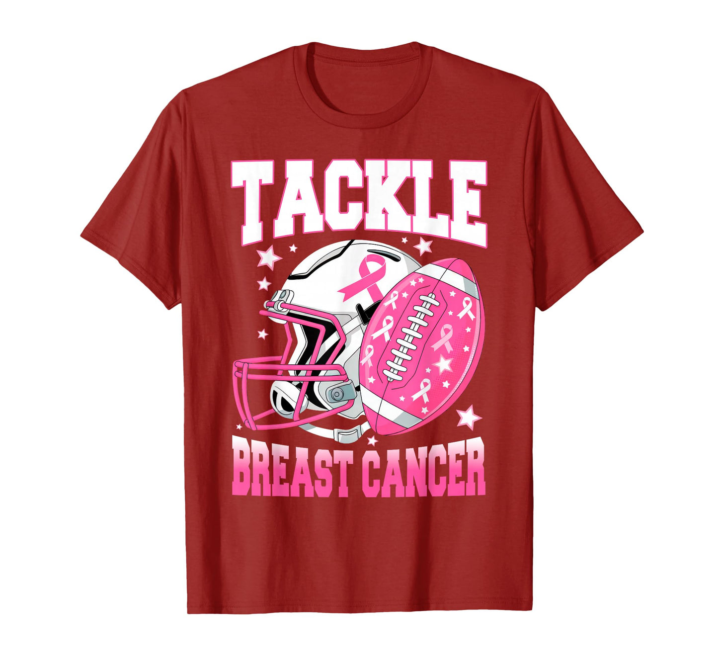 Tackle Breast Cancer Awareness American Football Pink Ribbon T-Shirt