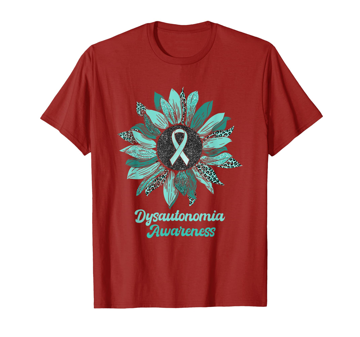 Leopard Sunflower Dysautonomia Awareness Warrior Support T-Shirt