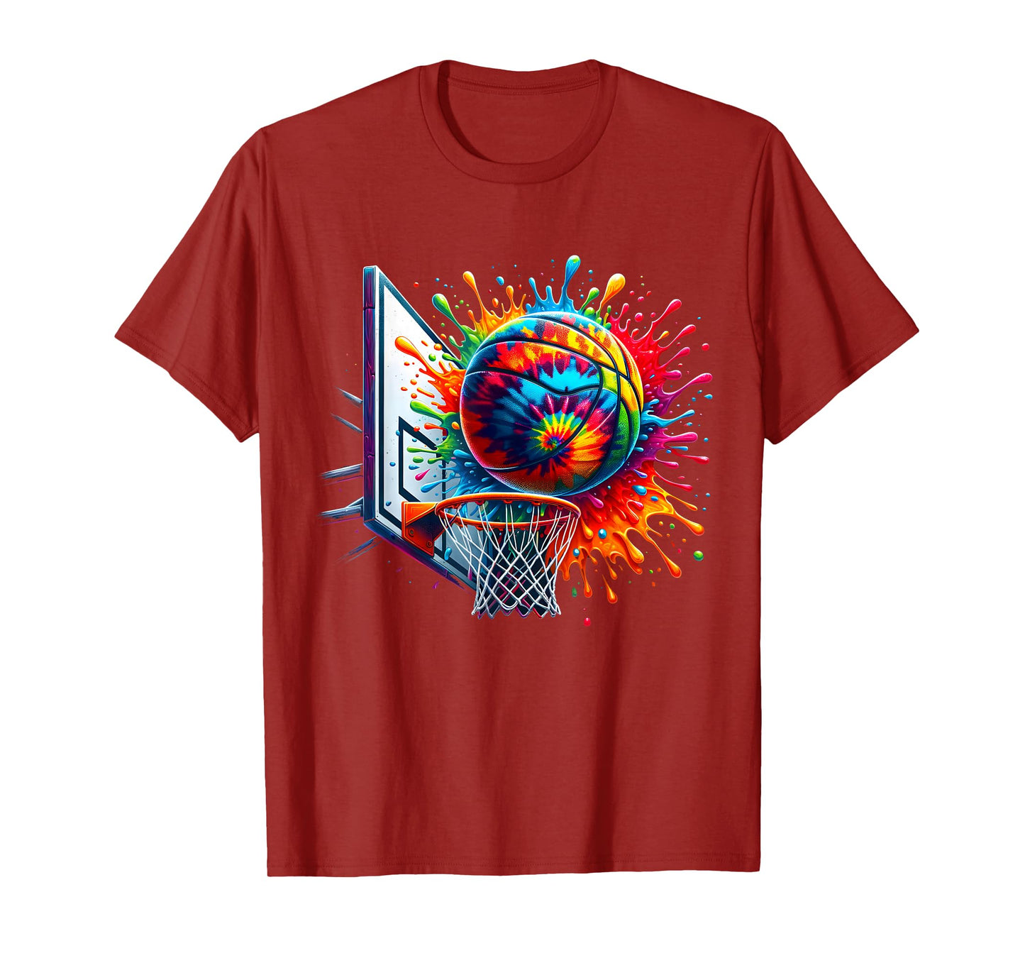 Colorful Basketball Tie Dye Color Splash Basketball Hoop Net T-Shirt