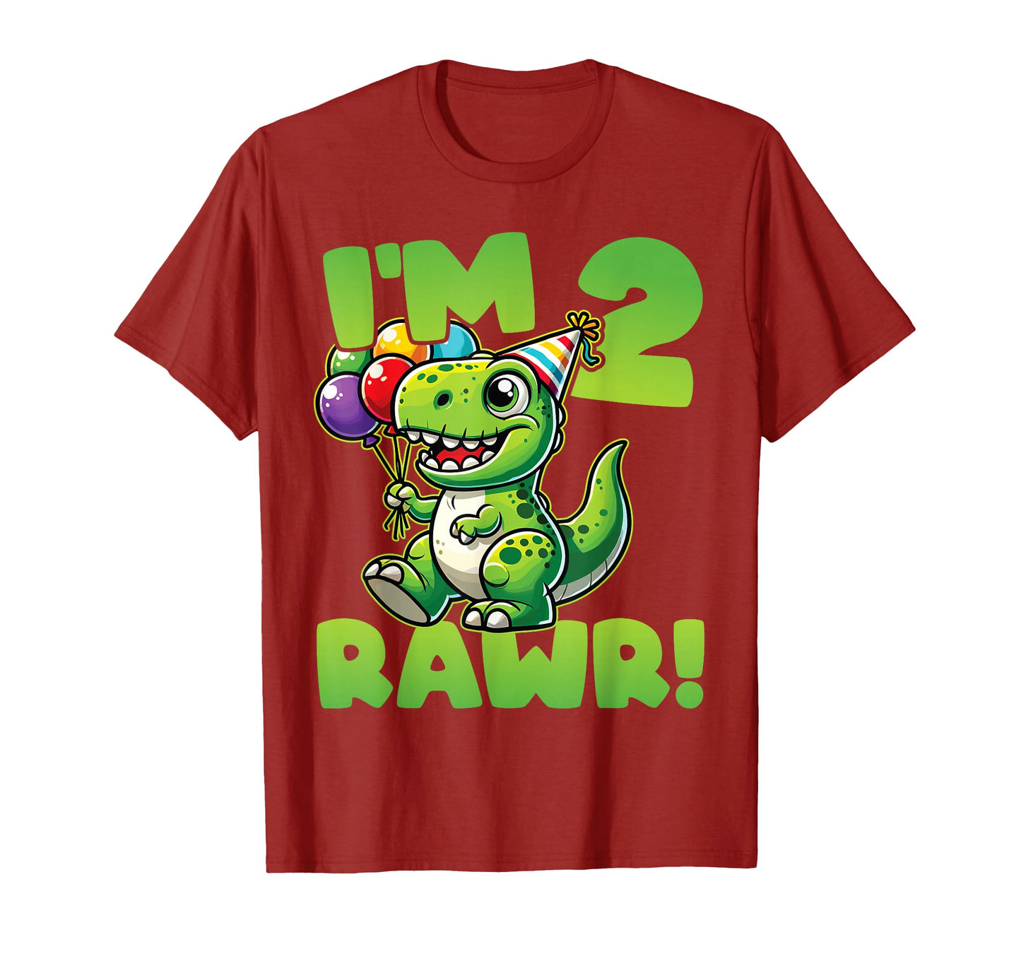 Dinosaur 2nd Birthday I'm Two Rawr Cute T-Rex Party T-Shirt
