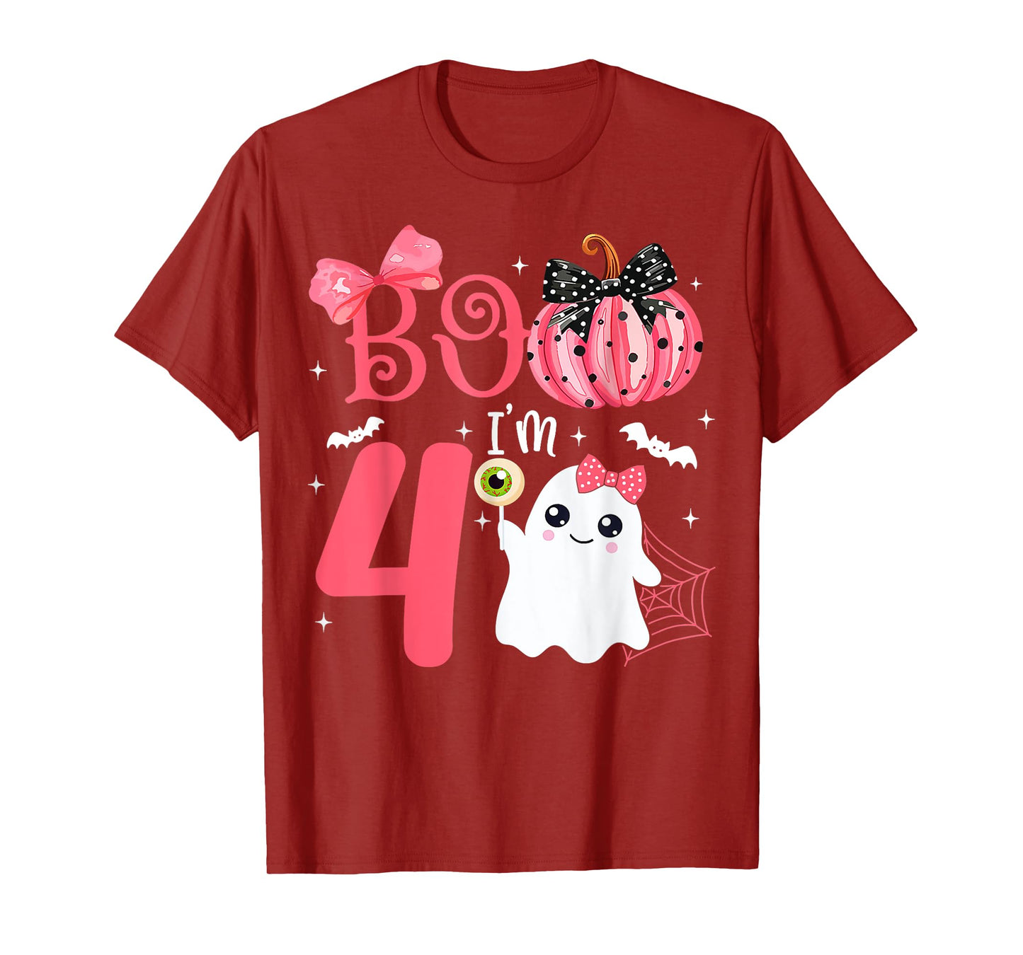 Boo I'm 4 Years Old Ghost 4rd Birthday Halloween Ghost Girls T-Shirt