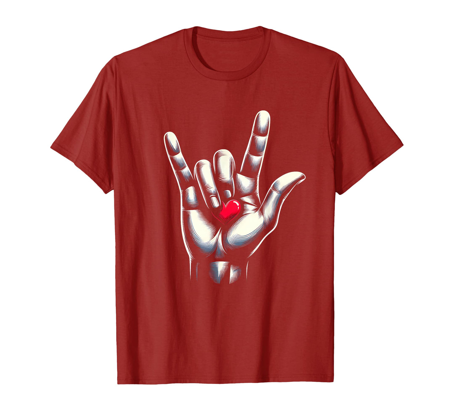ASL I Love You Hand Sign Language Heart Valentines Day T-Shirt