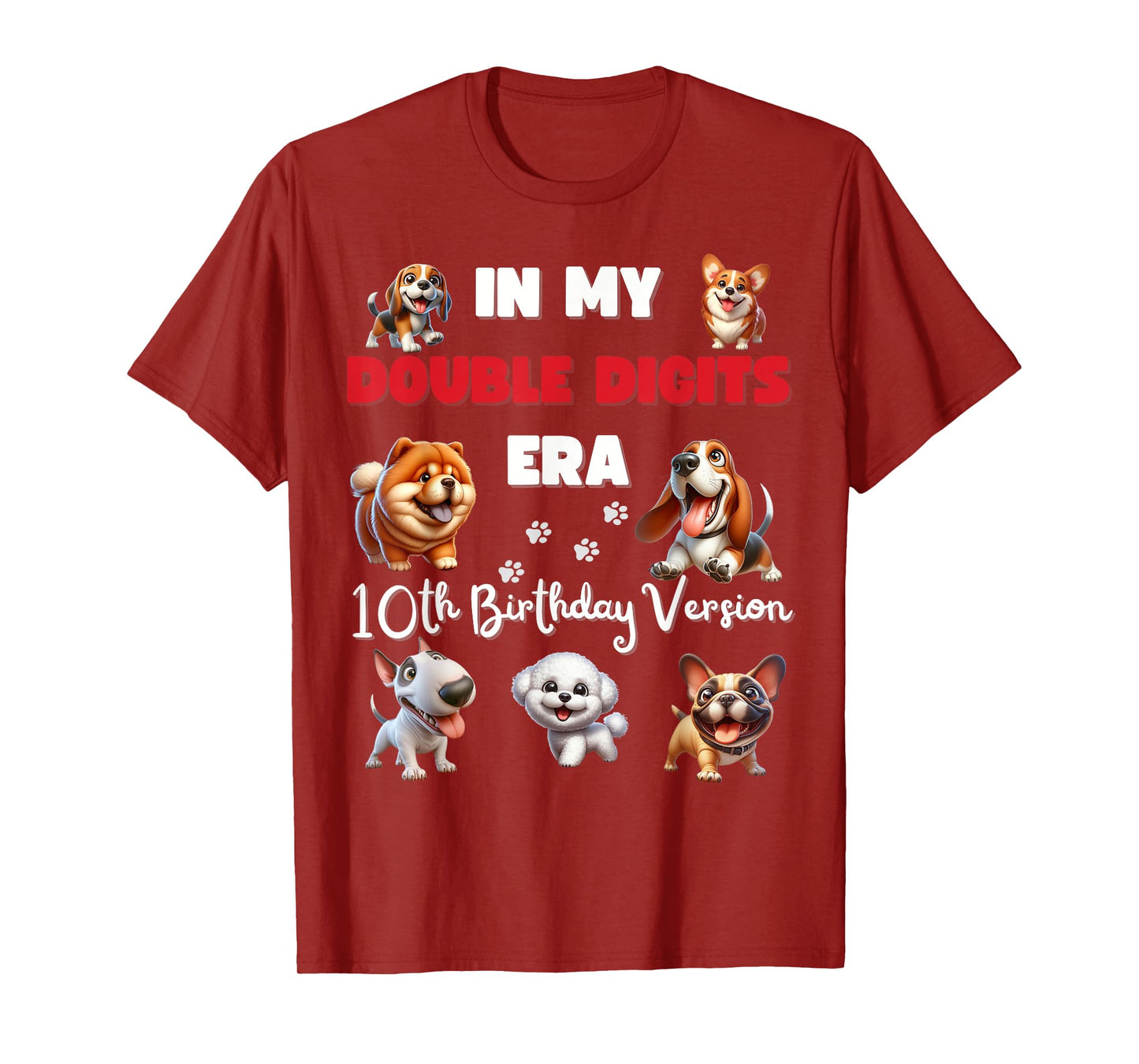 10th birthday in my double digits era boy girl kid dog lover T-Shirt