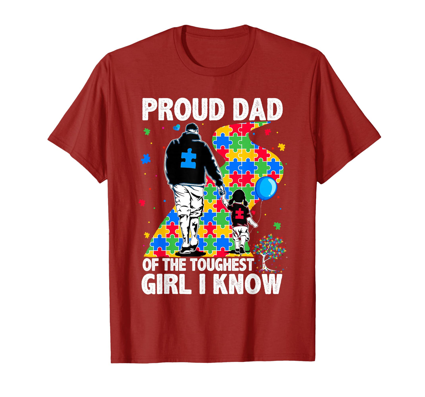 Proud Dad Of The Toughest Girl Dad Men Kids Autism Awareness T-Shirt