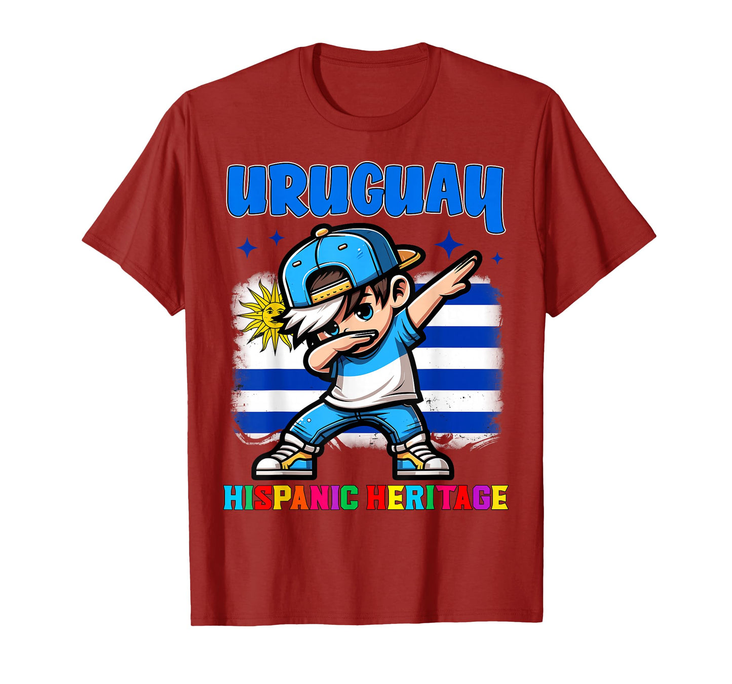 Uruguay Dabbing Kid Hispanic Heritage Celebration for Kids T-Shirt